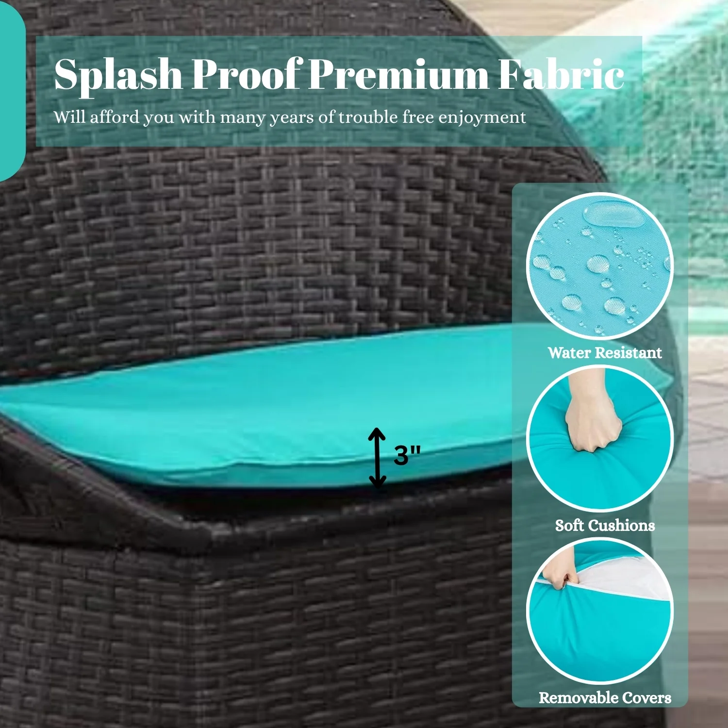 3-Piece Outdoor Rattan Wicker Patio Set - Image 6