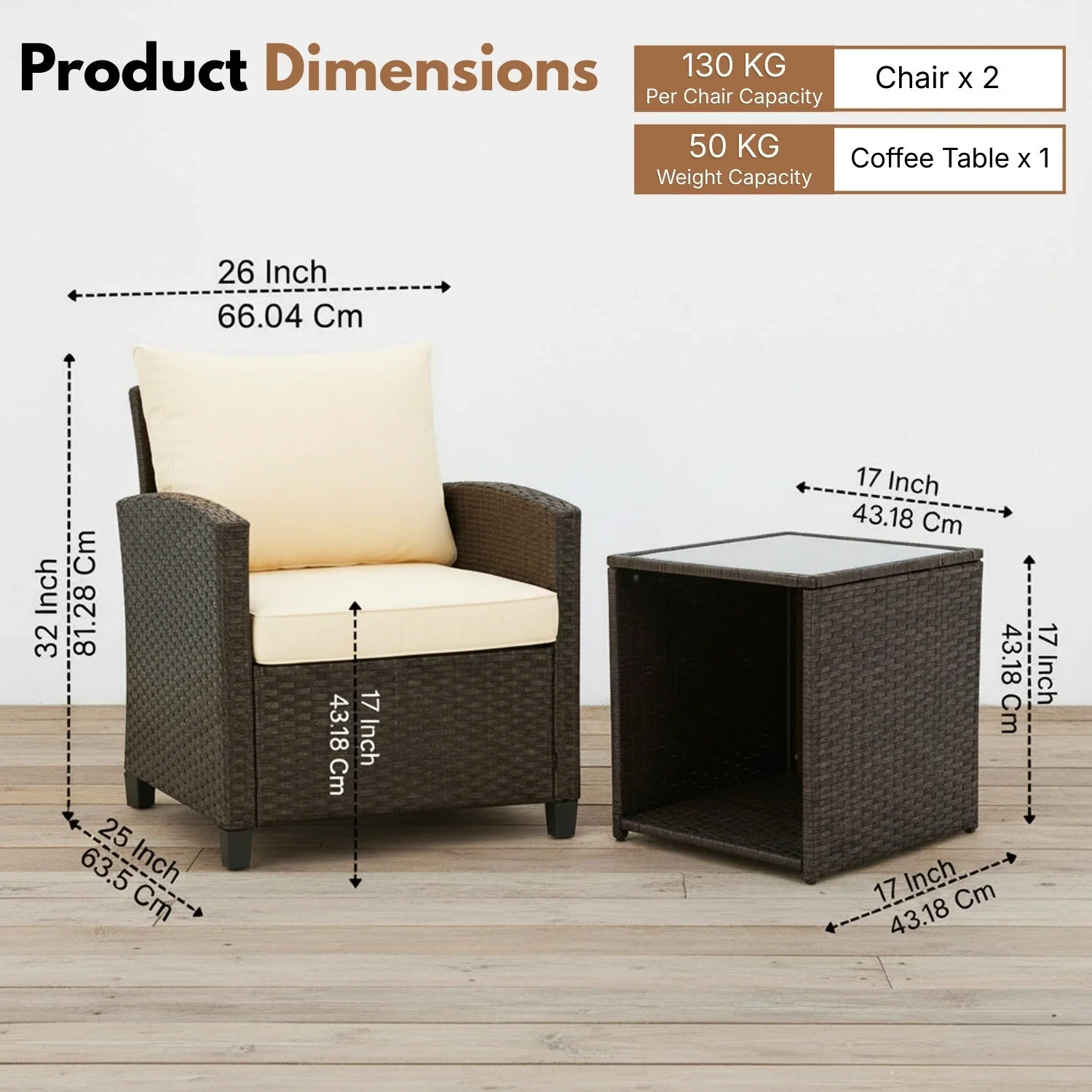 3-Piece Outdoor Rattan Wicker Patio Set - Image 2