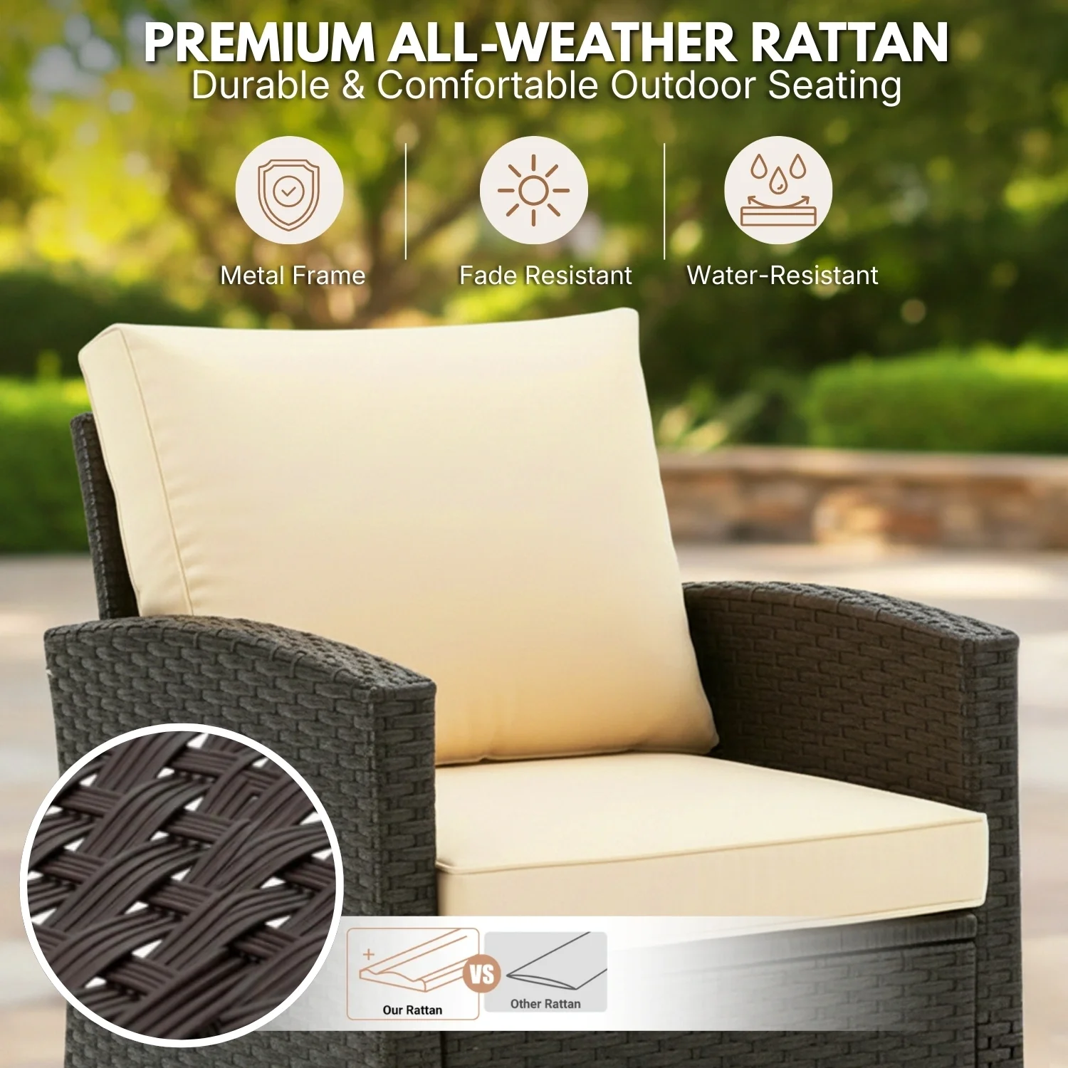 3-Piece Outdoor Rattan Wicker Patio Set - Image 4