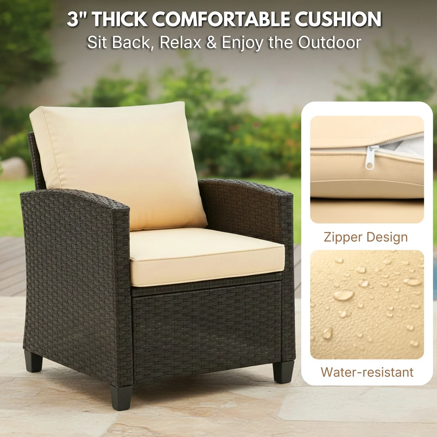 3-Piece Outdoor Rattan Wicker Patio Set - Image 5