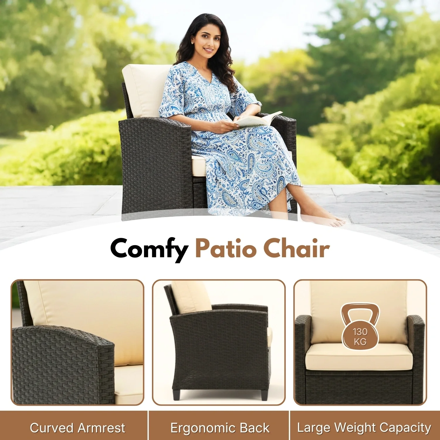 3-Piece Outdoor Rattan Wicker Patio Set - Image 7