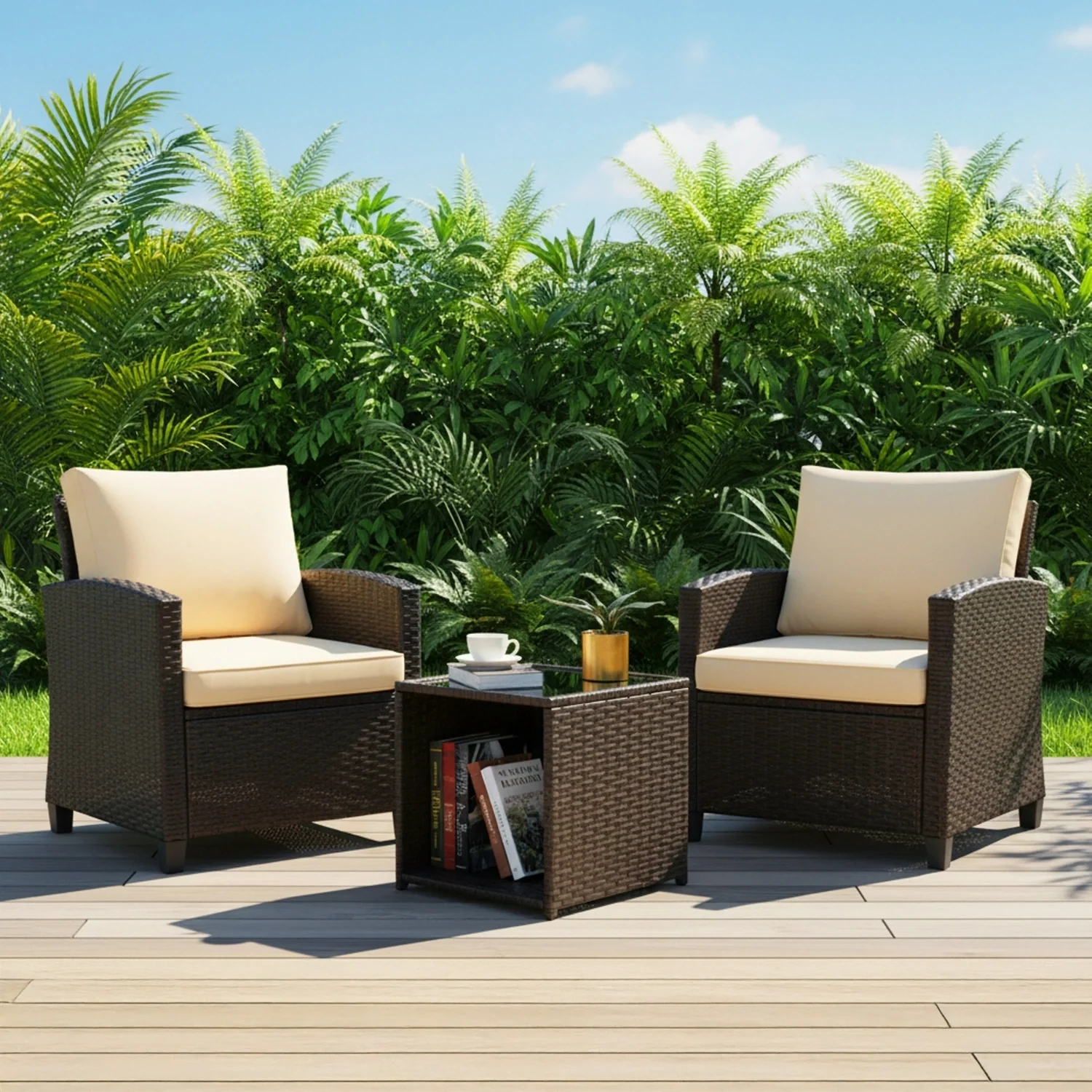 3-Piece Outdoor Rattan Wicker Patio Set - Image 8