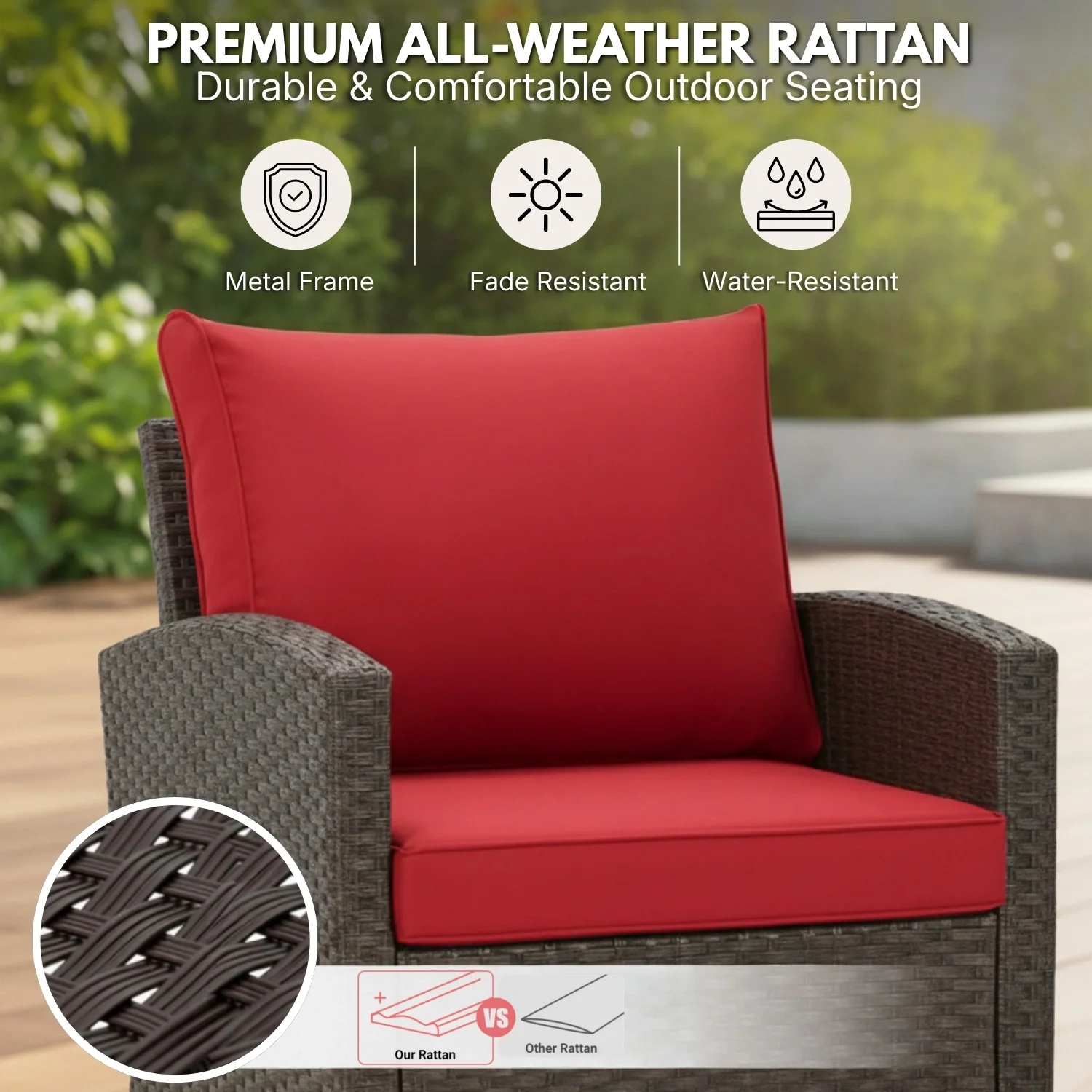 3-Piece Outdoor Rattan Wicker Patio Set - Image 4