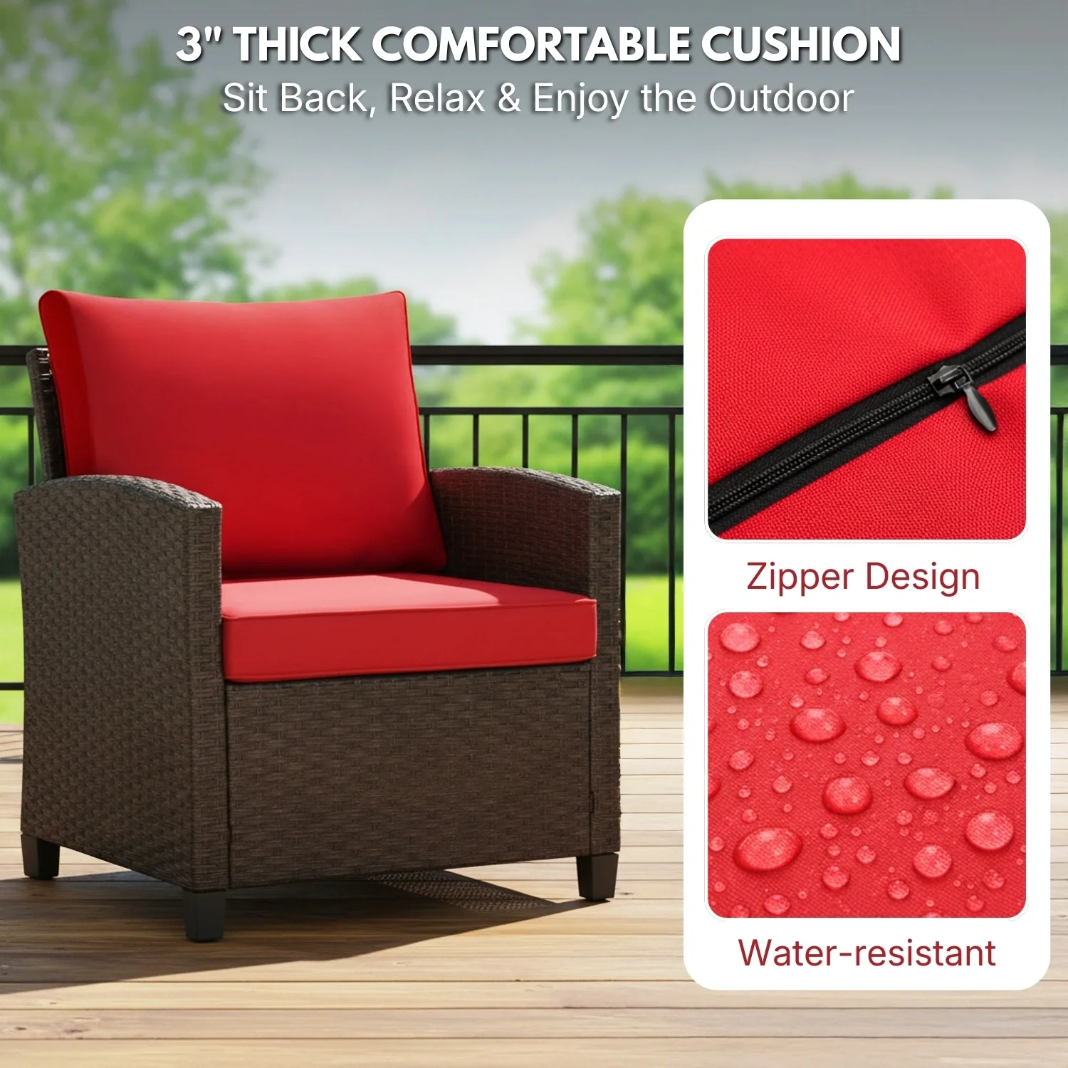 3-Piece Outdoor Rattan Wicker Patio Set - Image 5
