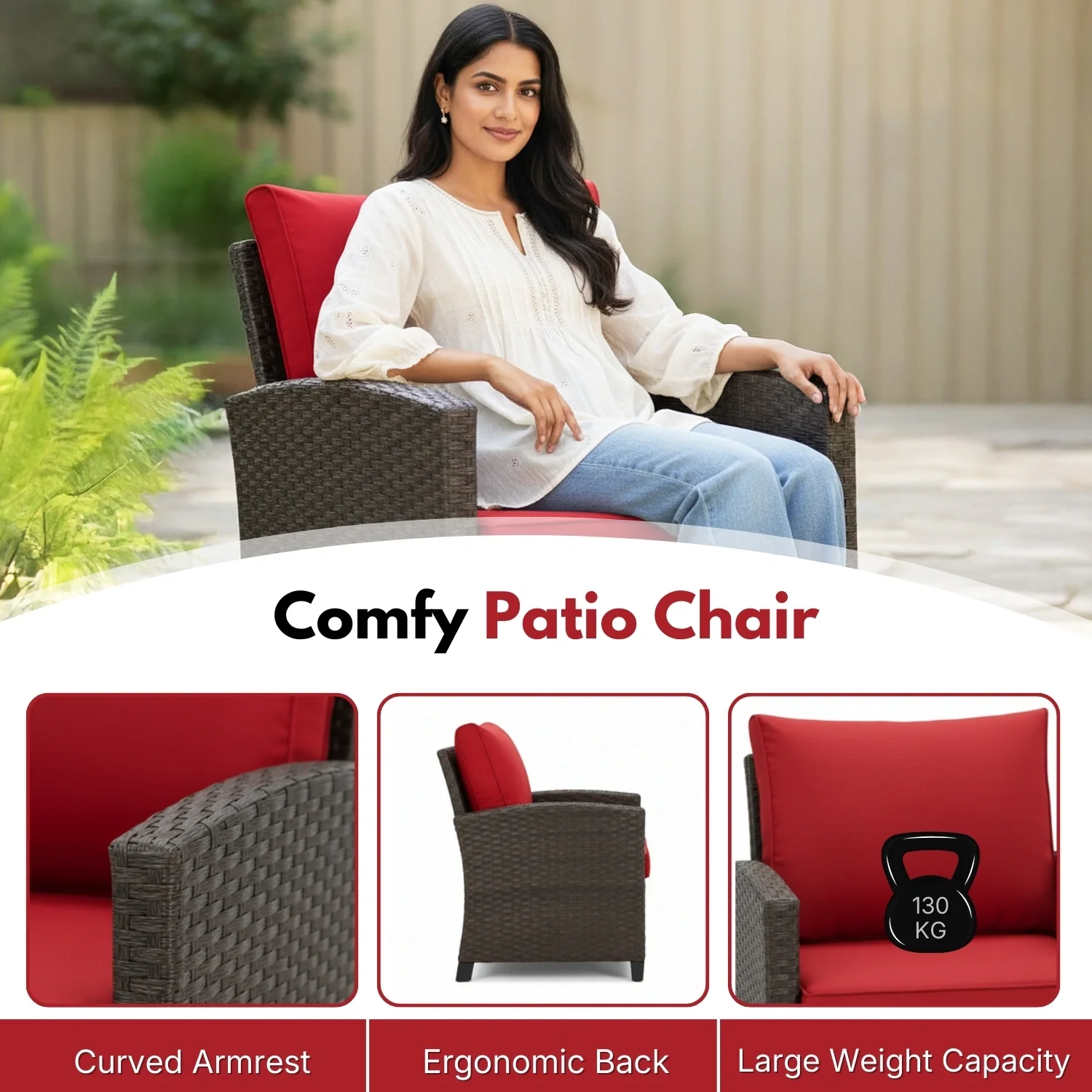 3-Piece Outdoor Rattan Wicker Patio Set - Image 7
