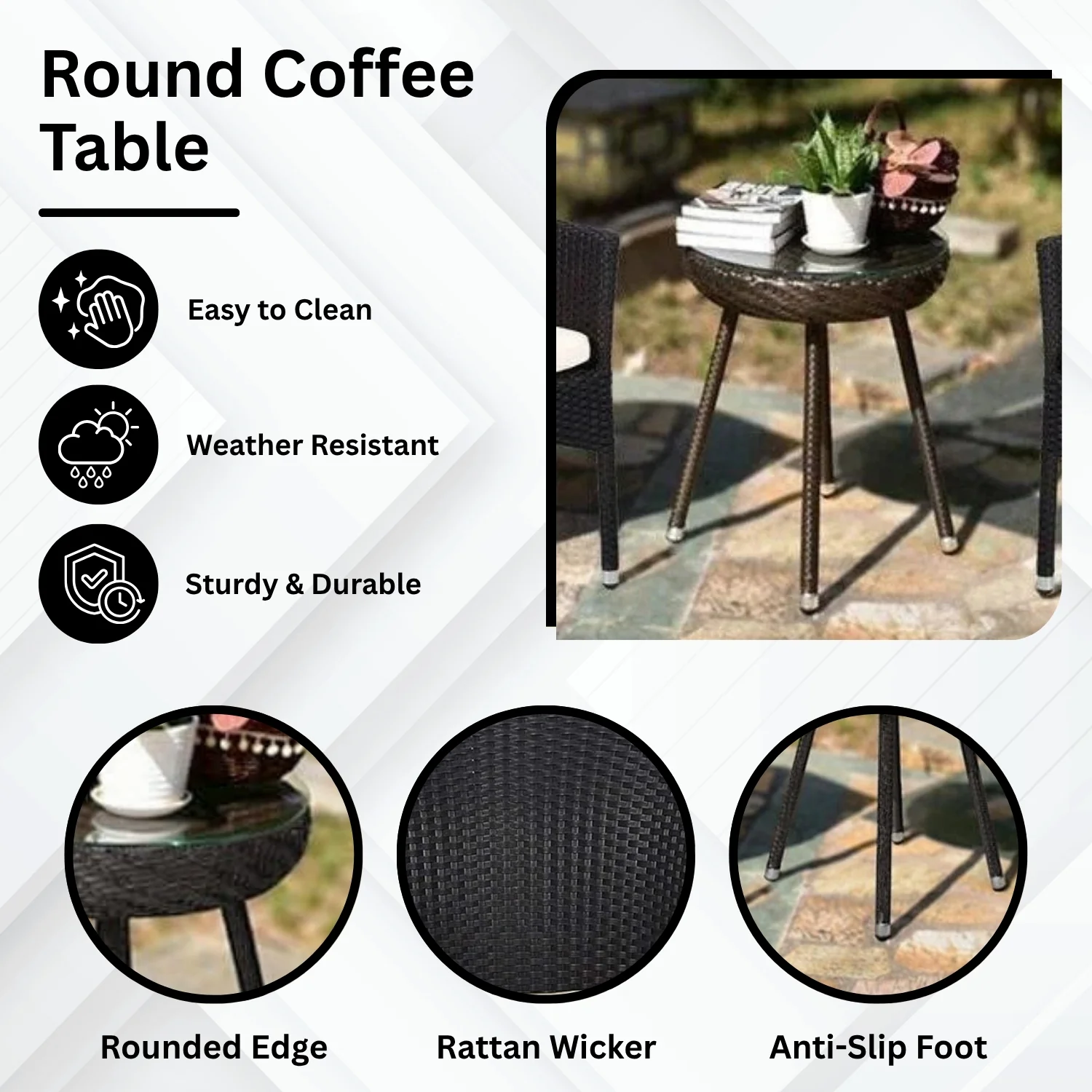 3-Piece Outdoor Rattan Wicker Patio Set - Image 7