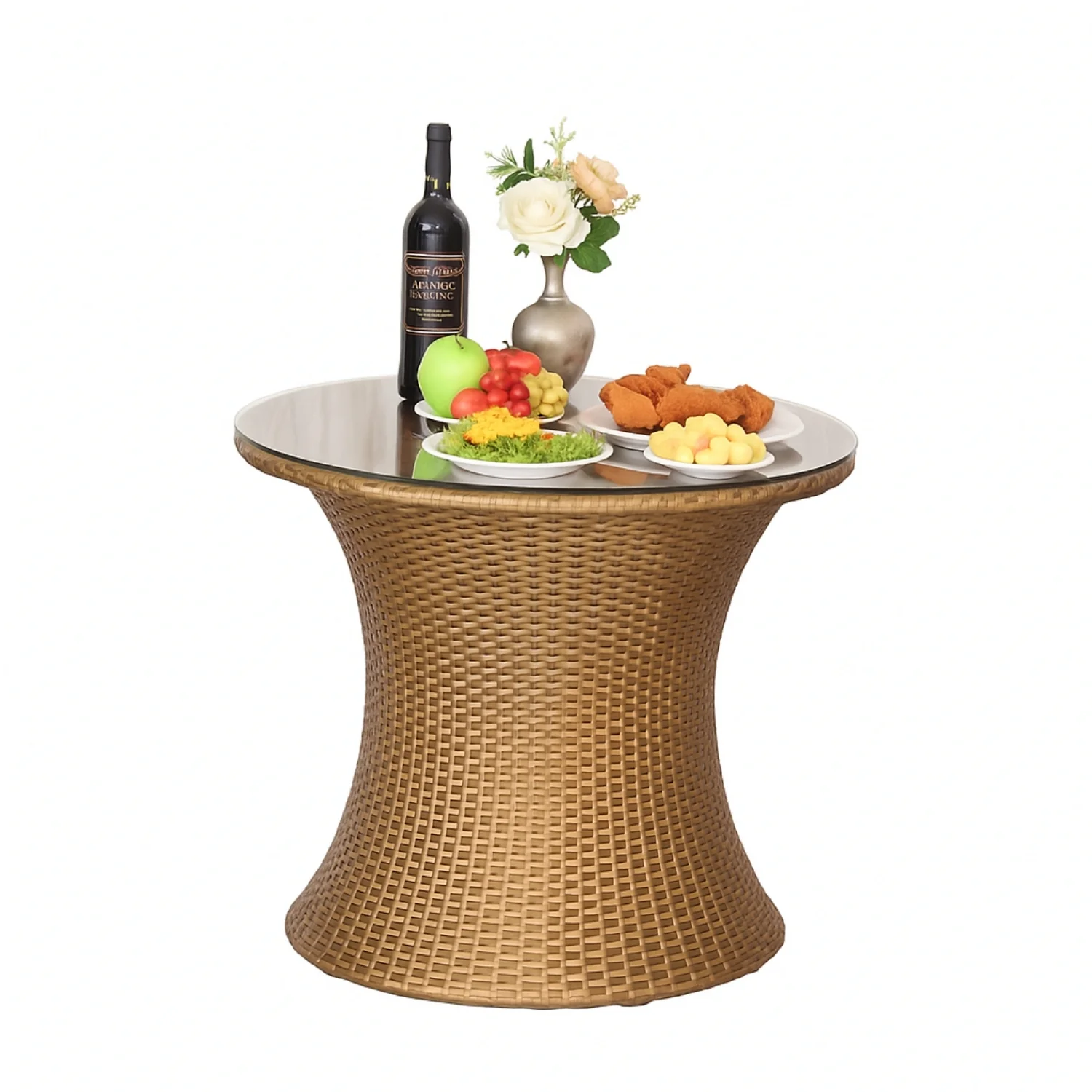 3-Piece Outdoor Rattan Wicker Patio Set (Golden) - Image 12