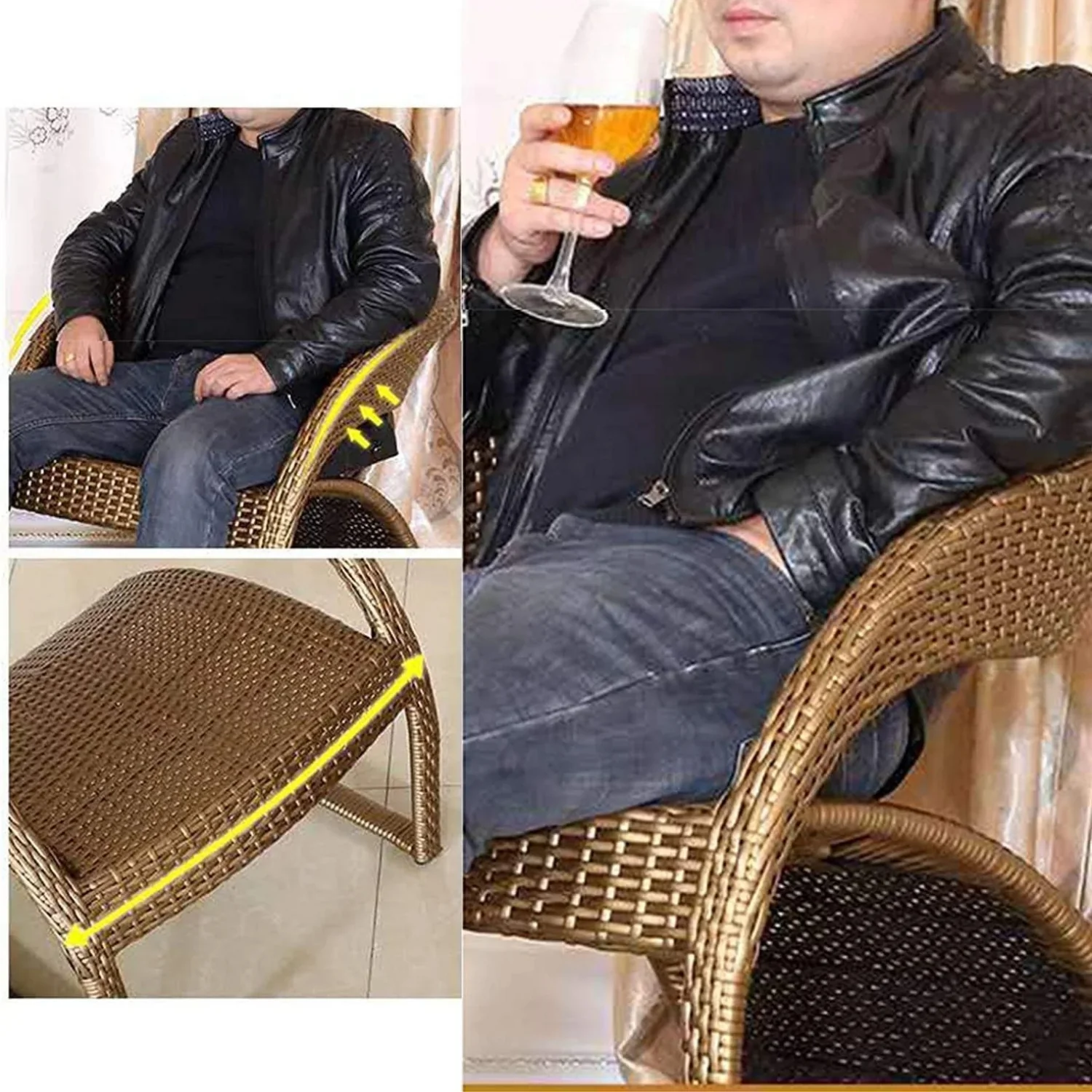 3-Piece Outdoor Rattan Wicker Patio Set (Golden) - Image 14
