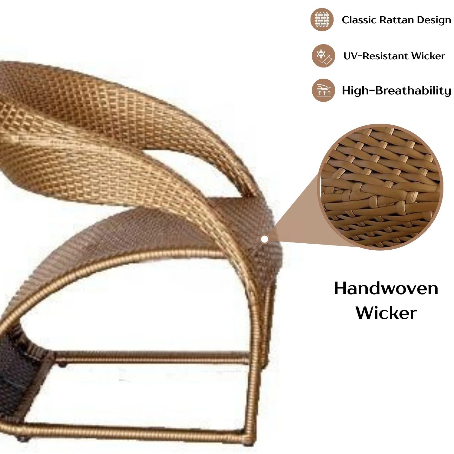 3-Piece Outdoor Rattan Wicker Patio Set (Golden) - Image 6