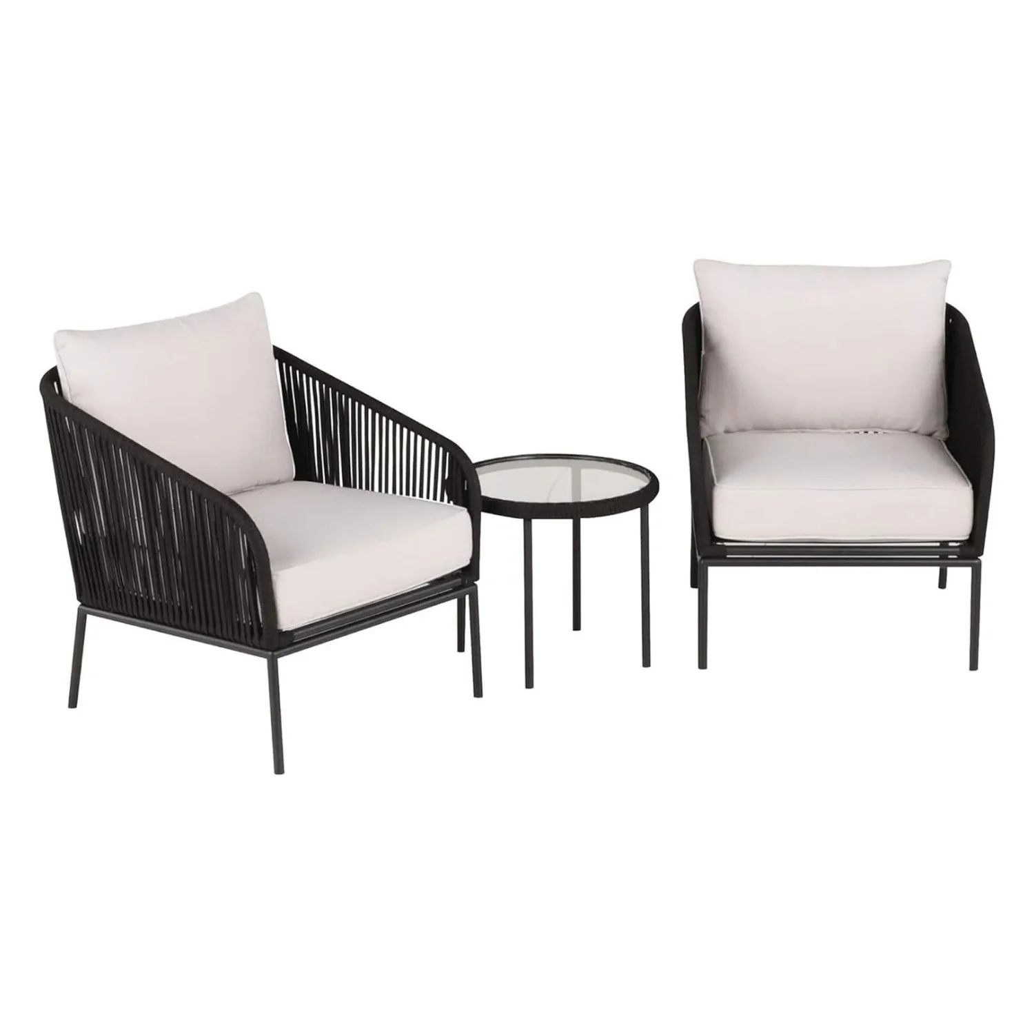 3 Piece Outdoor Rope Bistro Set (Black & White) - Image 4