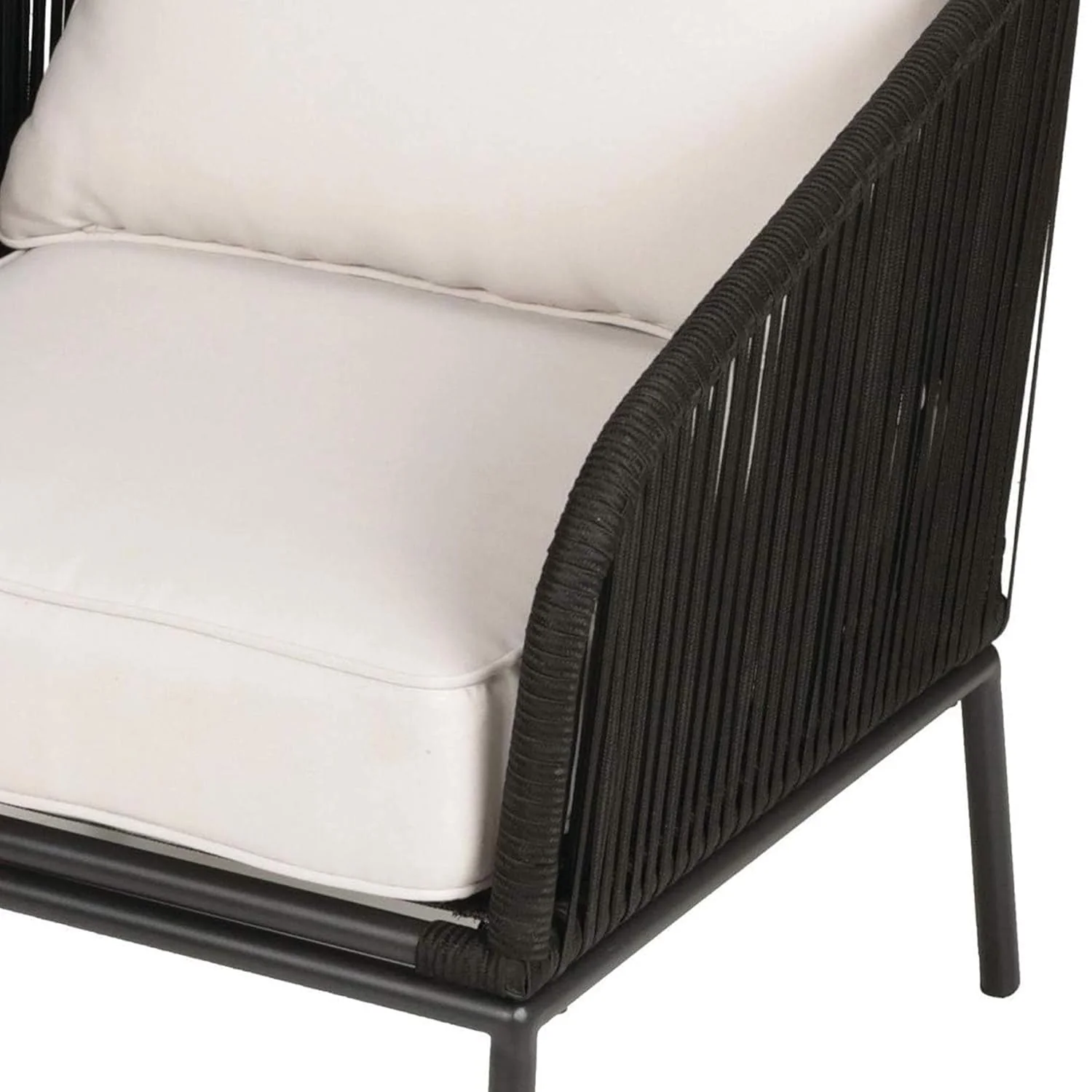 3 Piece Outdoor Rope Bistro Set (Black & White) - Image 8