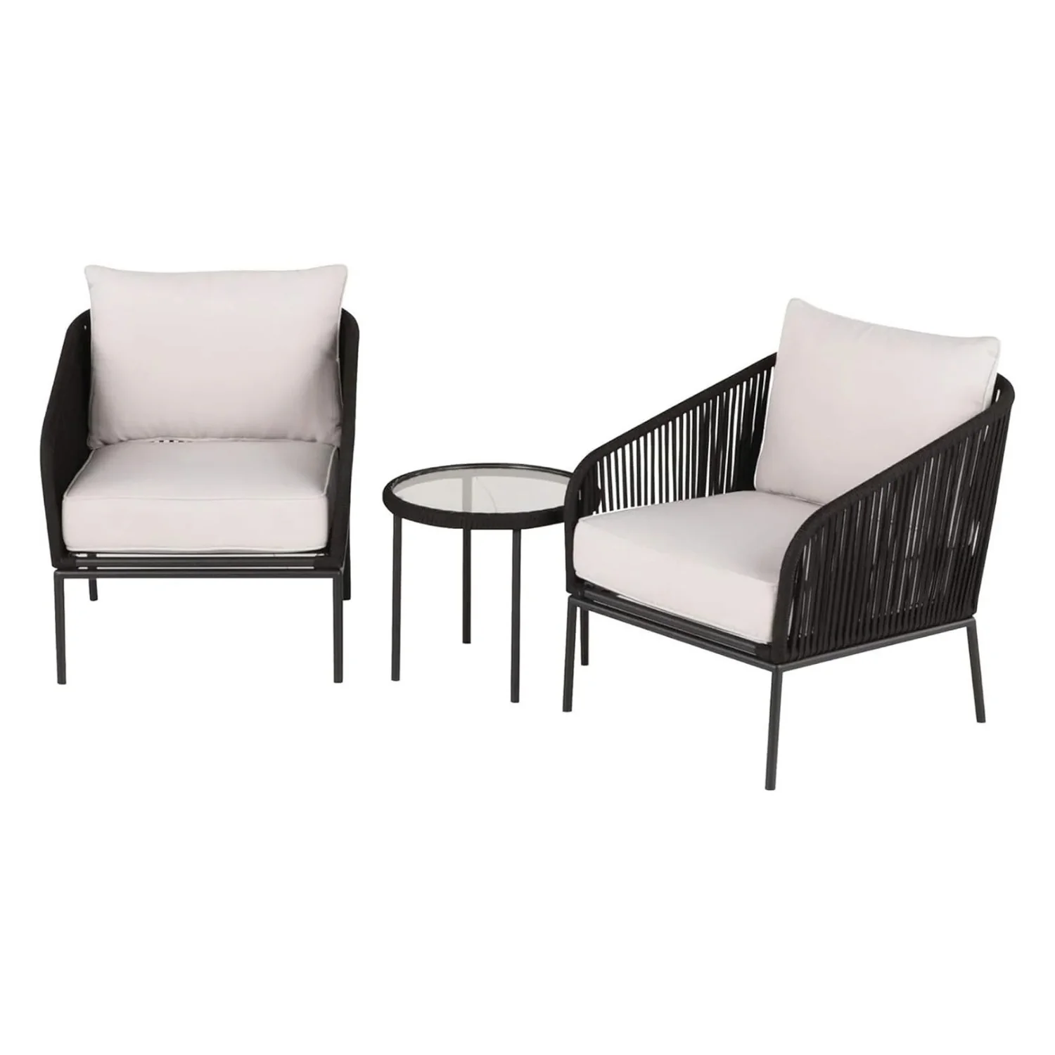 3 Piece Outdoor Rope Bistro Set (Black & White) - Image 9