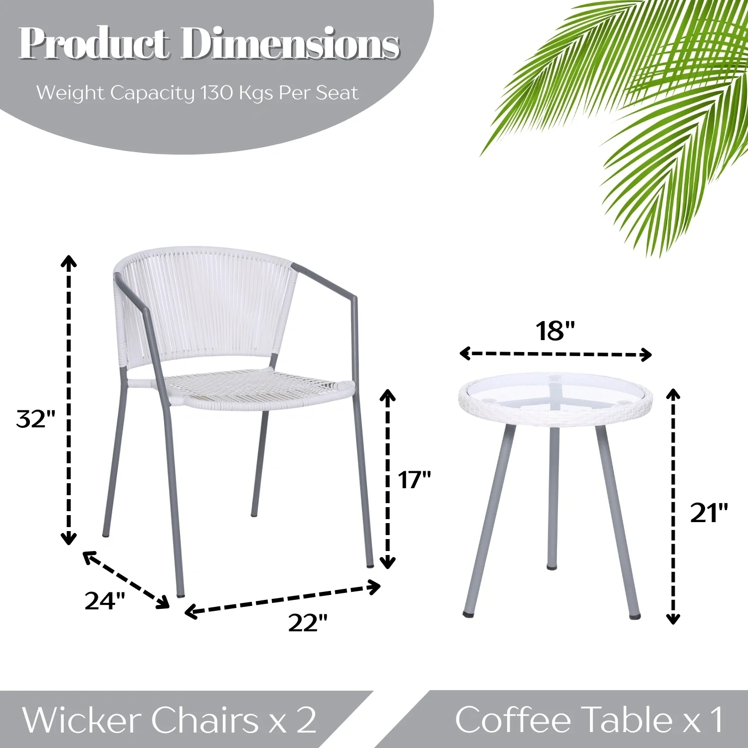 3-Piece Outdoor White Wicker Patio Set - Image 2