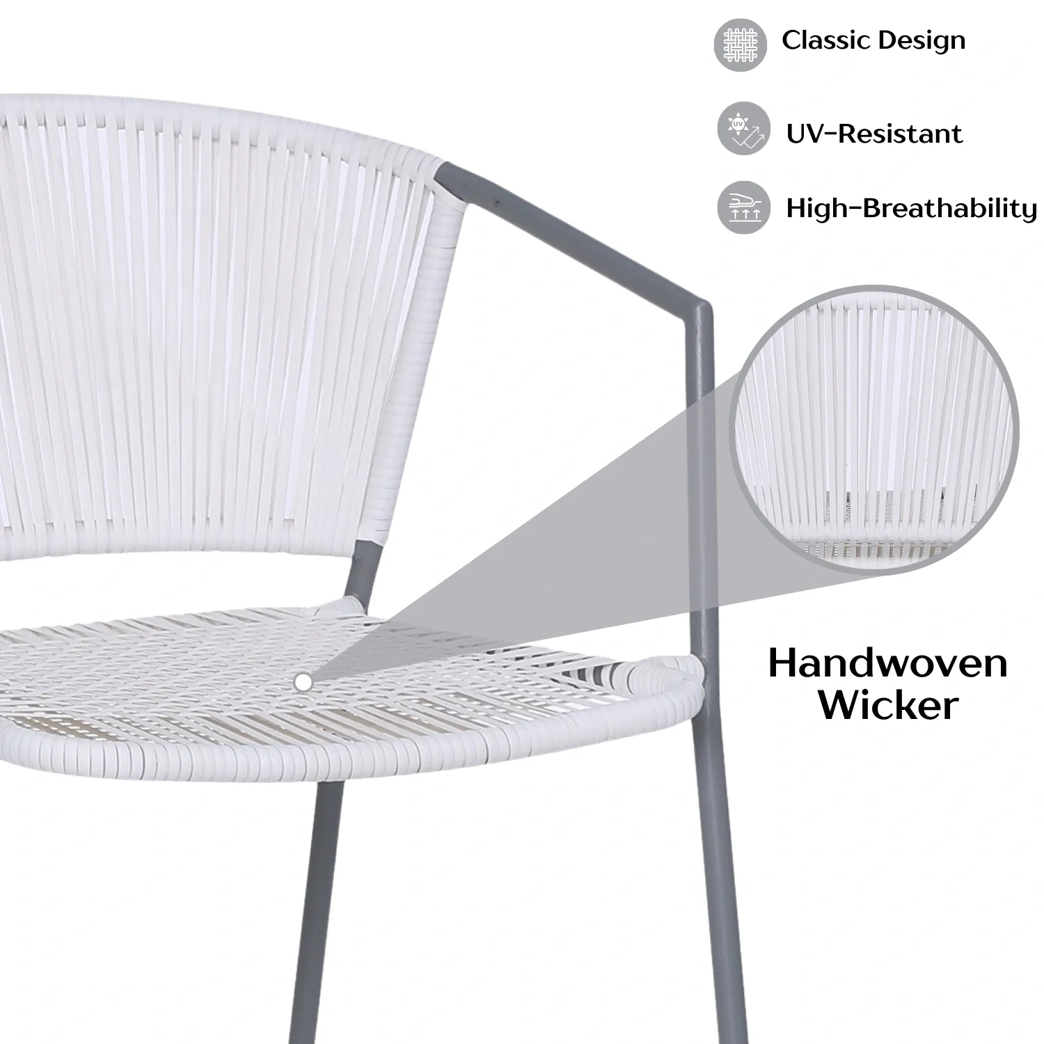 3-Piece Outdoor White Wicker Patio Set - Image 5