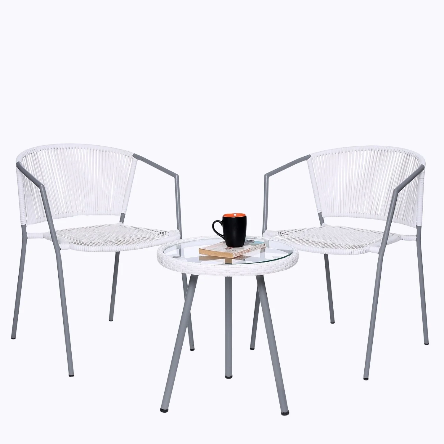 3-Piece Outdoor White Wicker Patio Set - Image 6