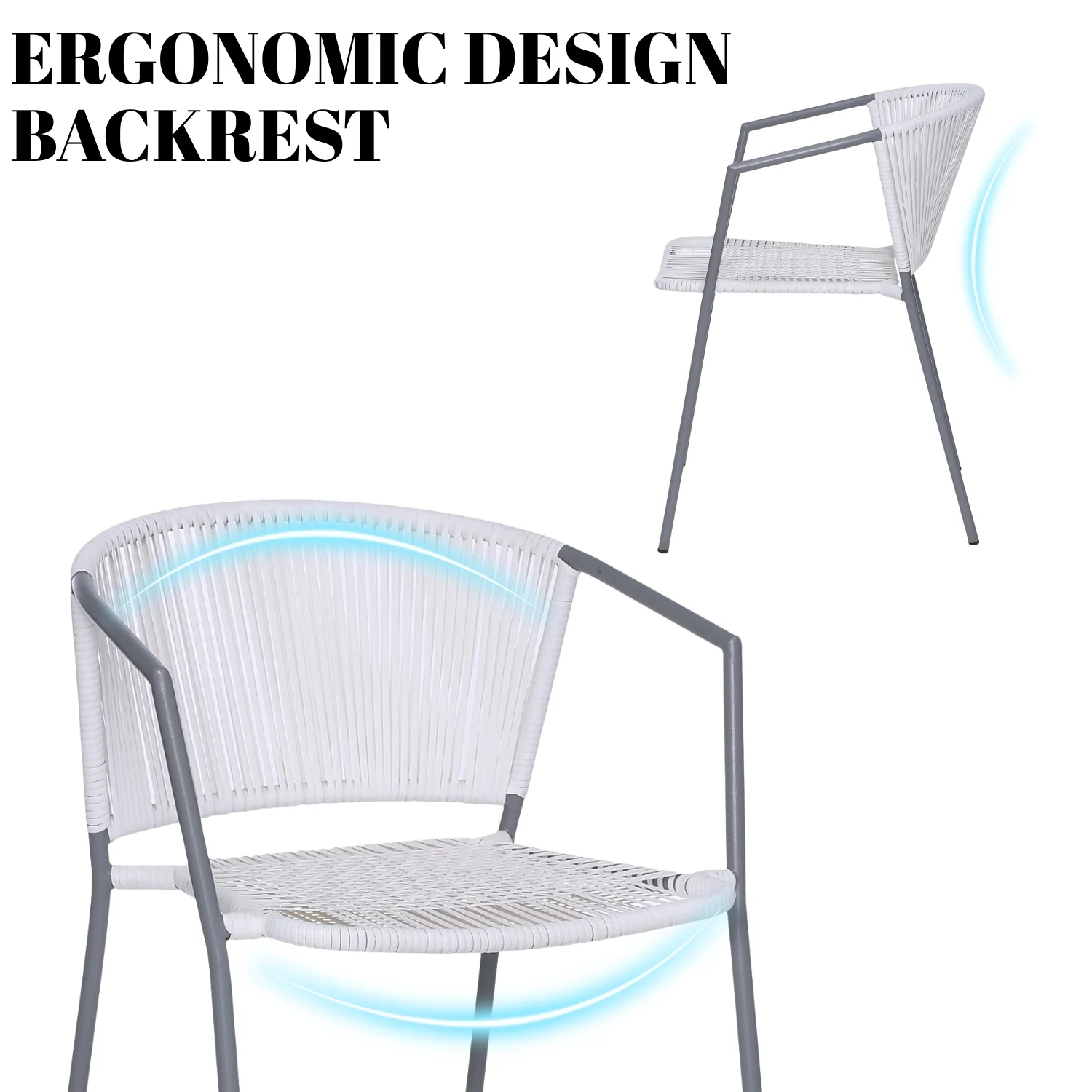3-Piece Outdoor White Wicker Patio Set - Image 8