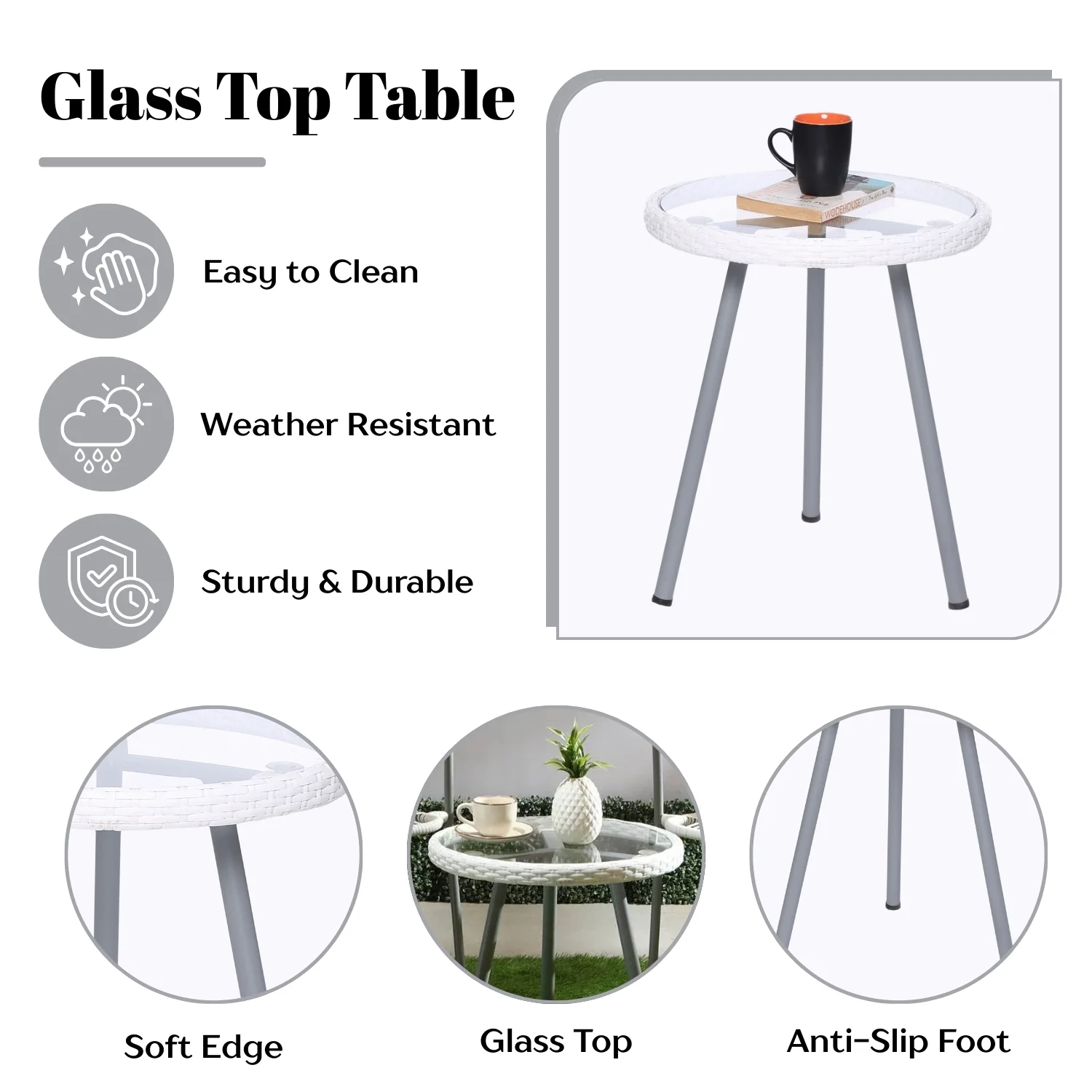 3-Piece Outdoor White Wicker Patio Set - Image 9