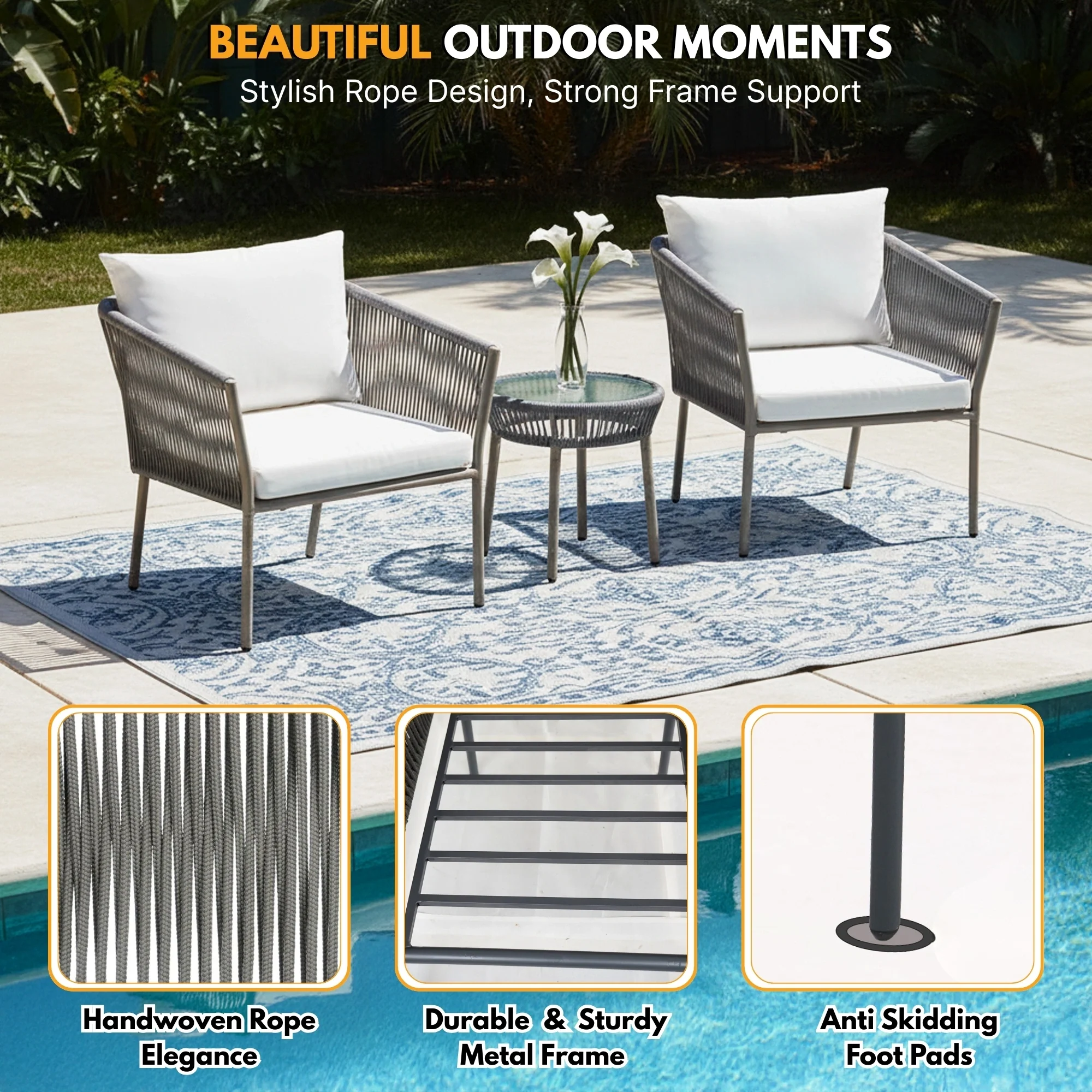 3-Piece Rope Patio Set - Perfect for Outdoor - Image 6