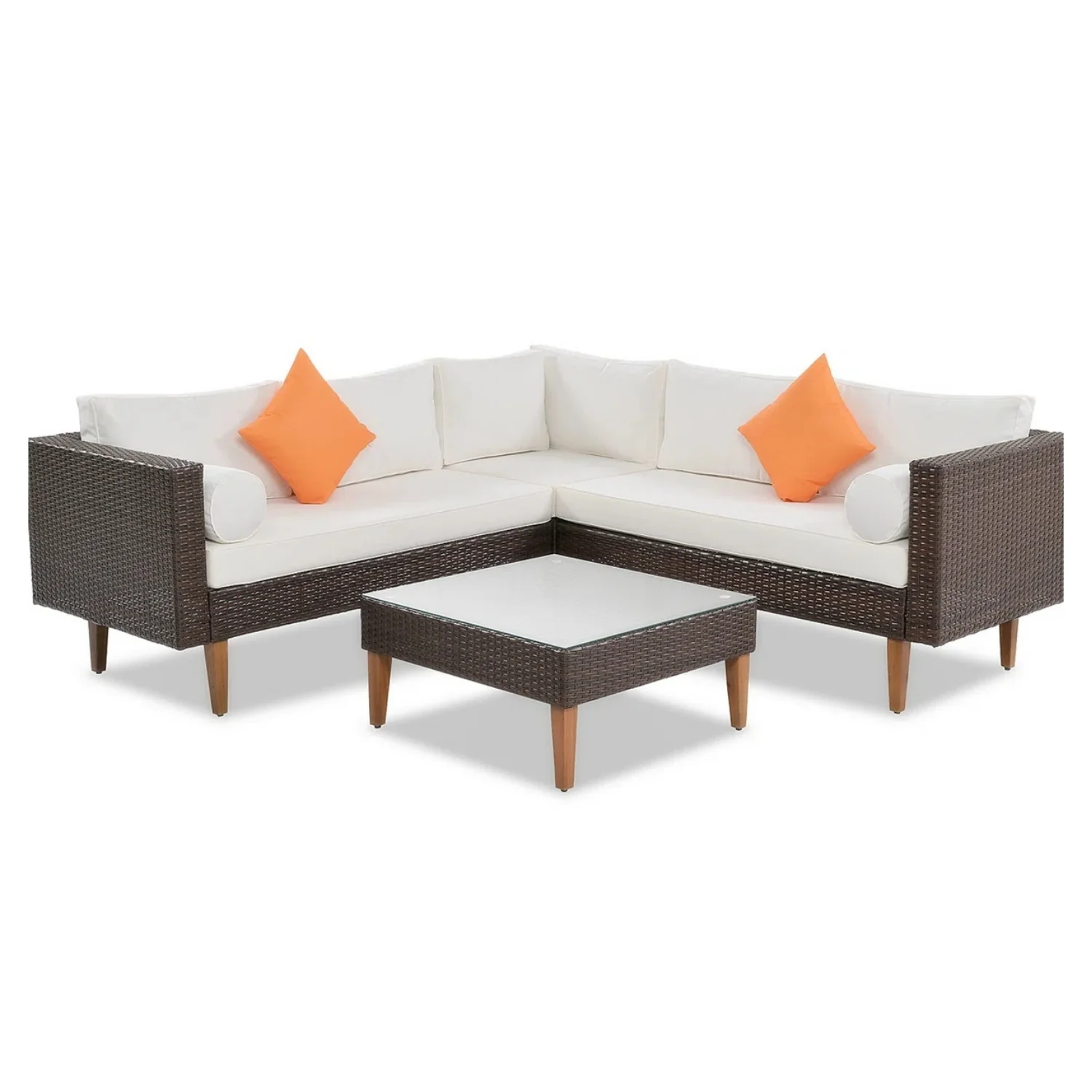 3-Pieces Outdoor Wicker L-Shape Sofa Set - Image 8