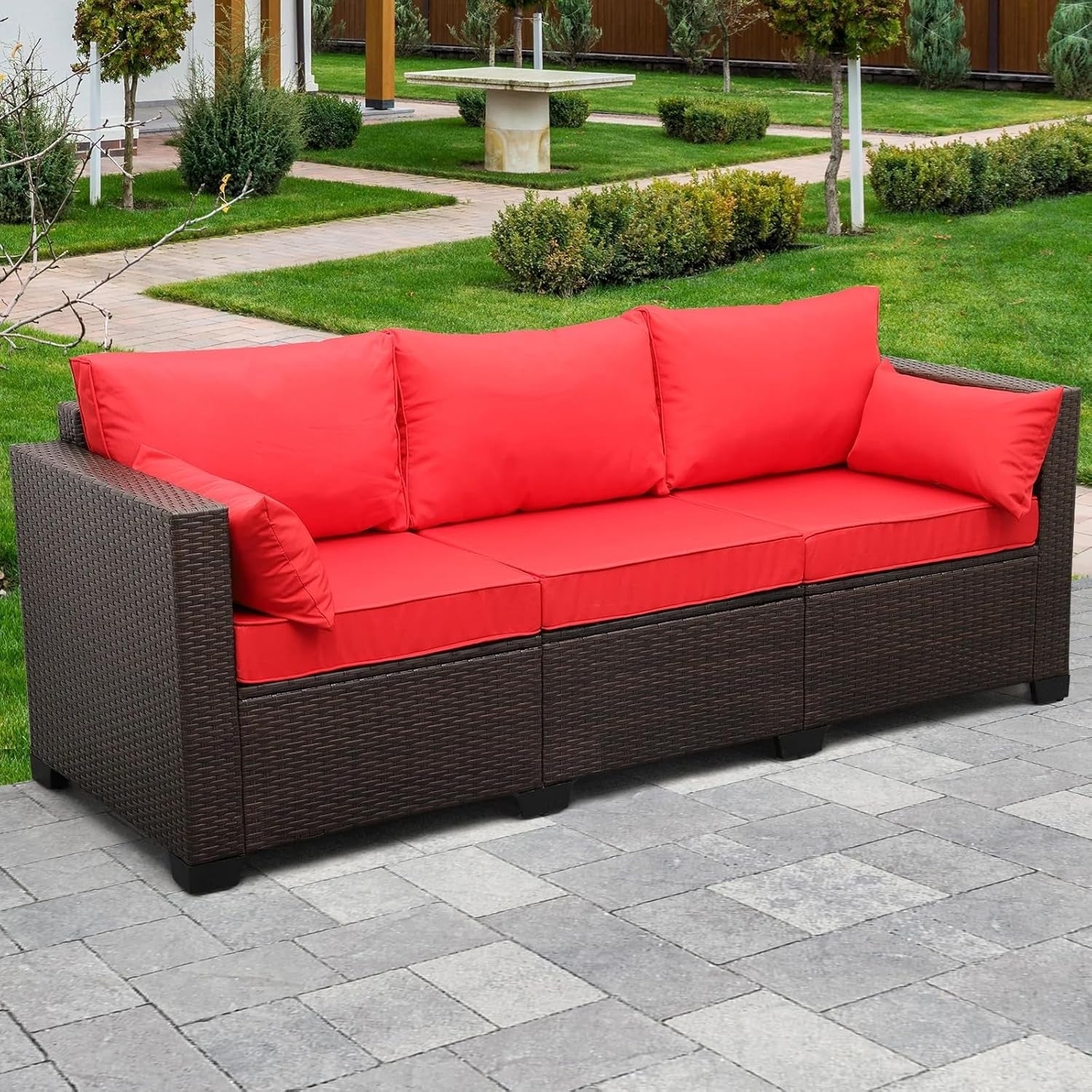 3-Seater Outdoor Rattan Wicker Patio Sofa - Image 4