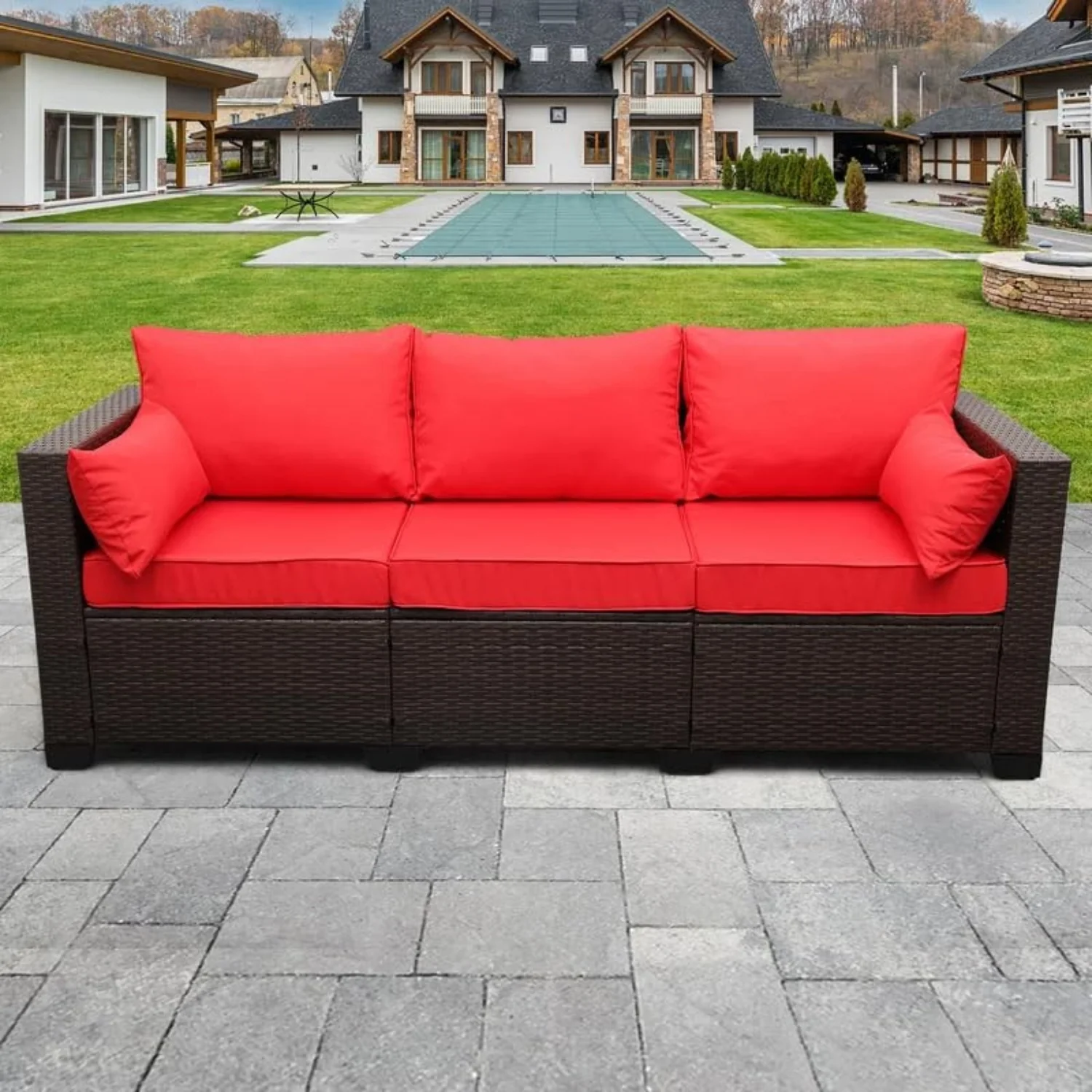 3-Seater Outdoor Rattan Wicker Patio Sofa - Image 7