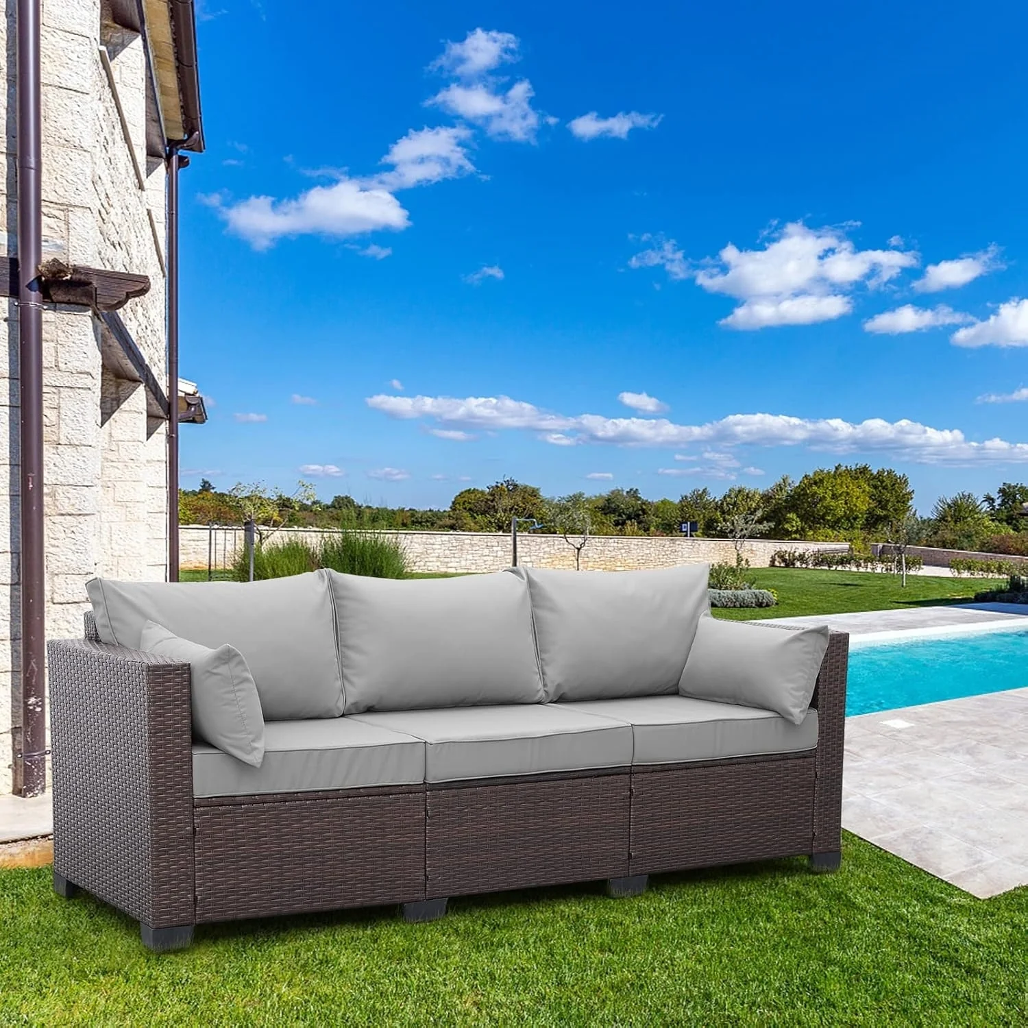 3-Seater Outdoor Rattan Wicker Patio Sofa - Image 4