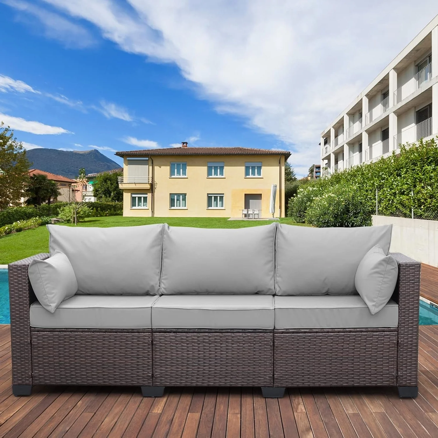 3-Seater Outdoor Rattan Wicker Patio Sofa - Image 7