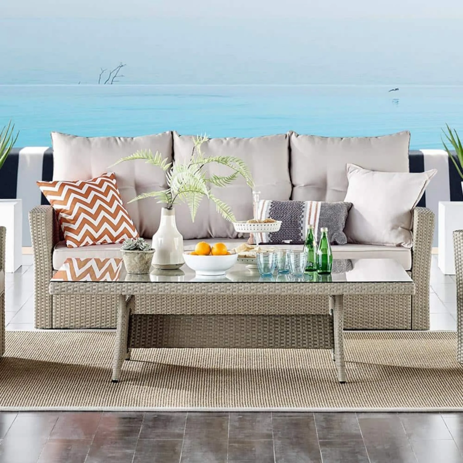 3-Seater Outdoor Rattan Wicker Patio Sofa - Image 10