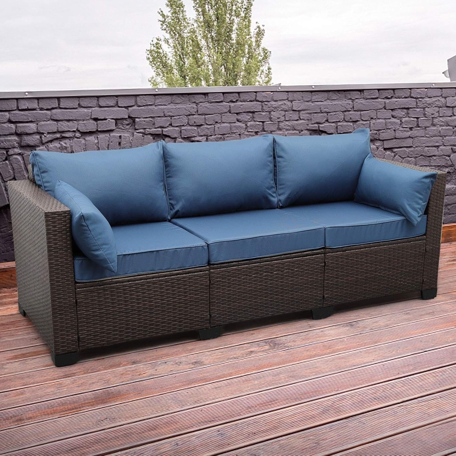 3-Seater Outdoor Rattan Wicker Patio Sofa - Image 4