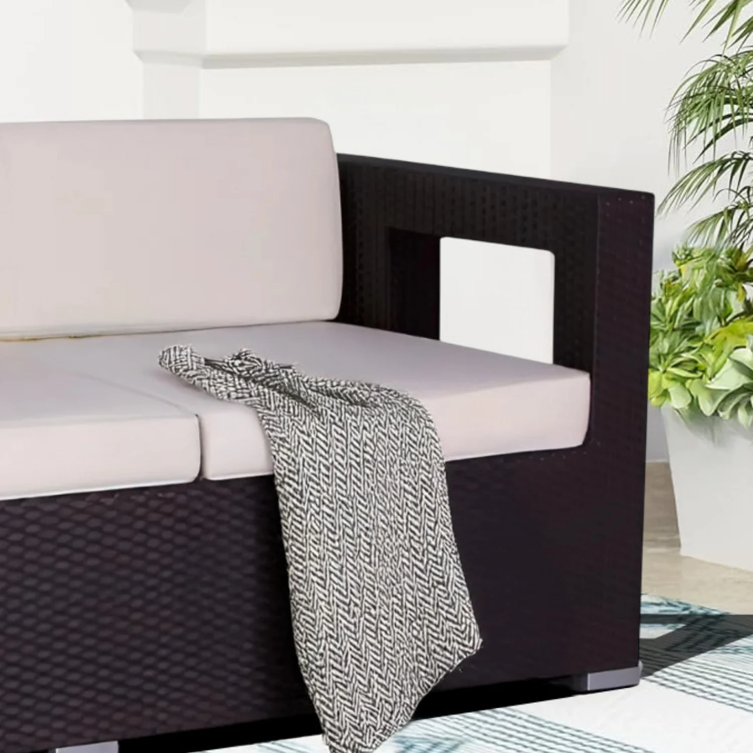 3-Seater Outdoor Rattan Wicker Patio Sofa - Image 7