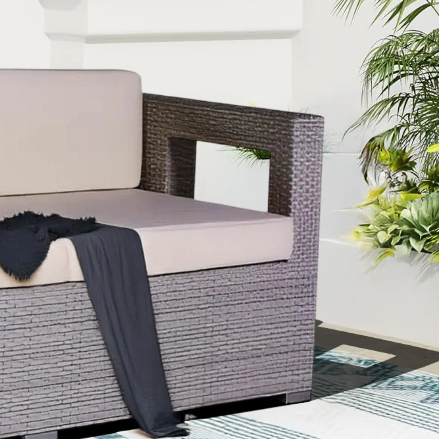 3-Seater Outdoor Rattan Wicker Patio Sofa - Image 7