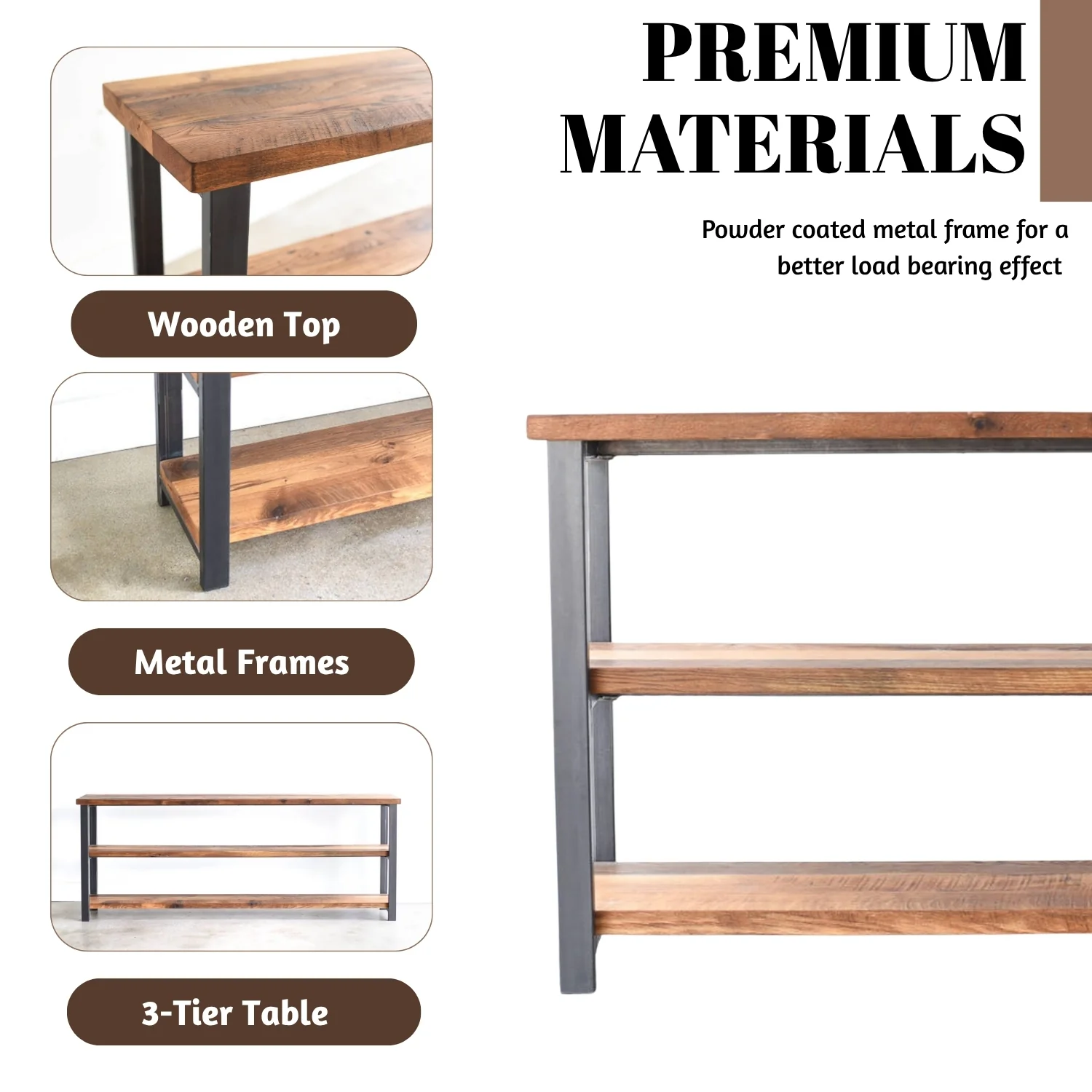 3-Tier Sheesham Wood Top Book Shelf - Image 5