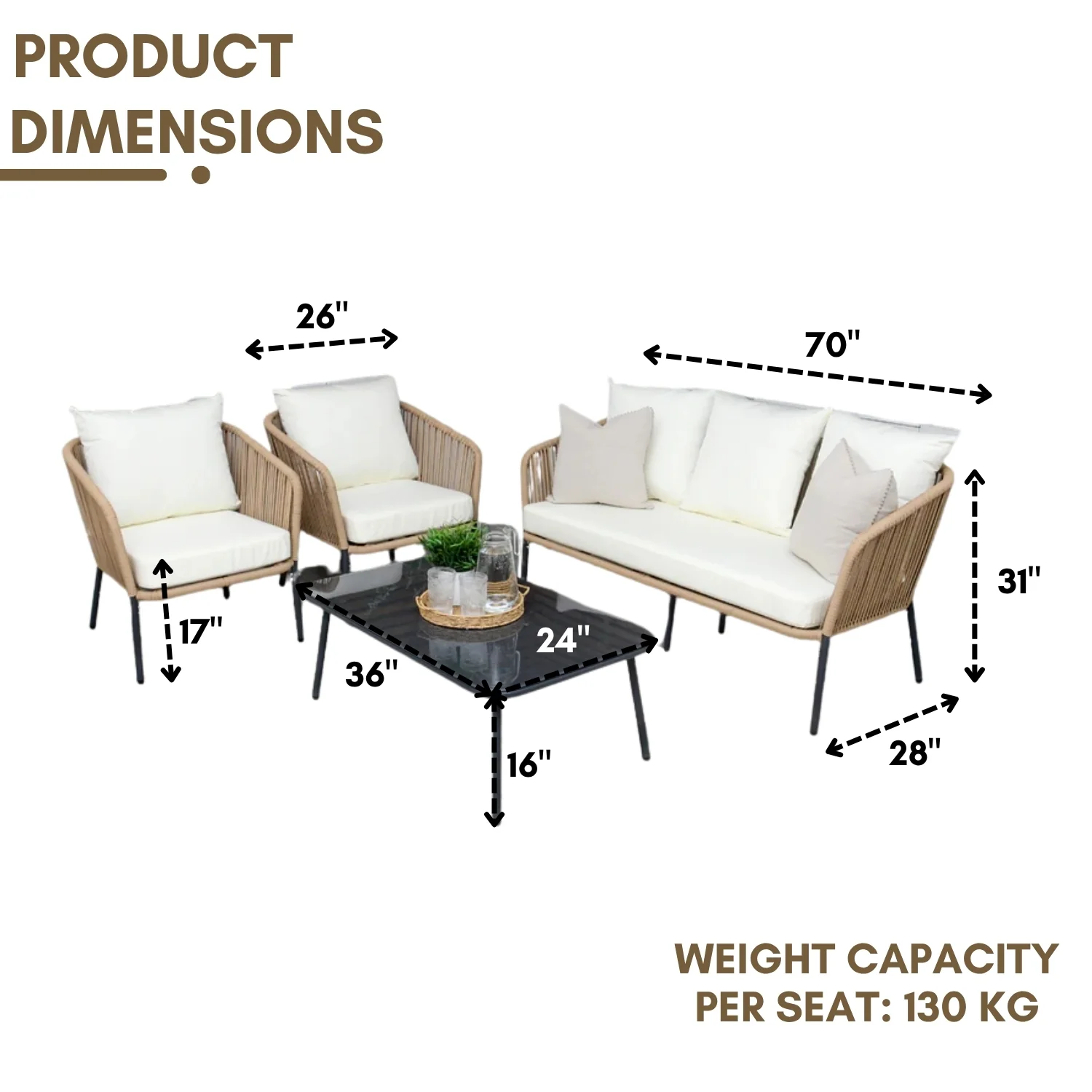 5-Seater Outdoor All-Weather Rope Sofa Set - Image 2