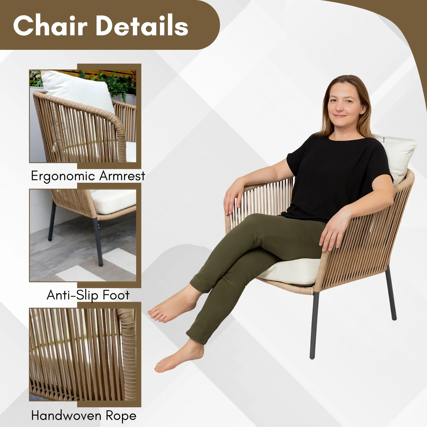 5-Seater Outdoor All-Weather Rope Sofa Set - Image 4