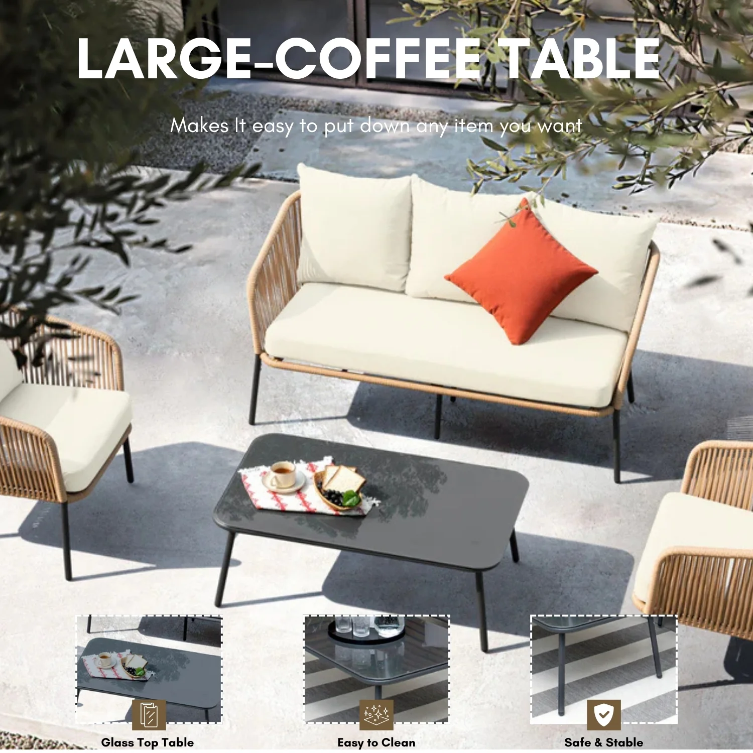 5-Seater Outdoor All-Weather Rope Sofa Set - Image 6