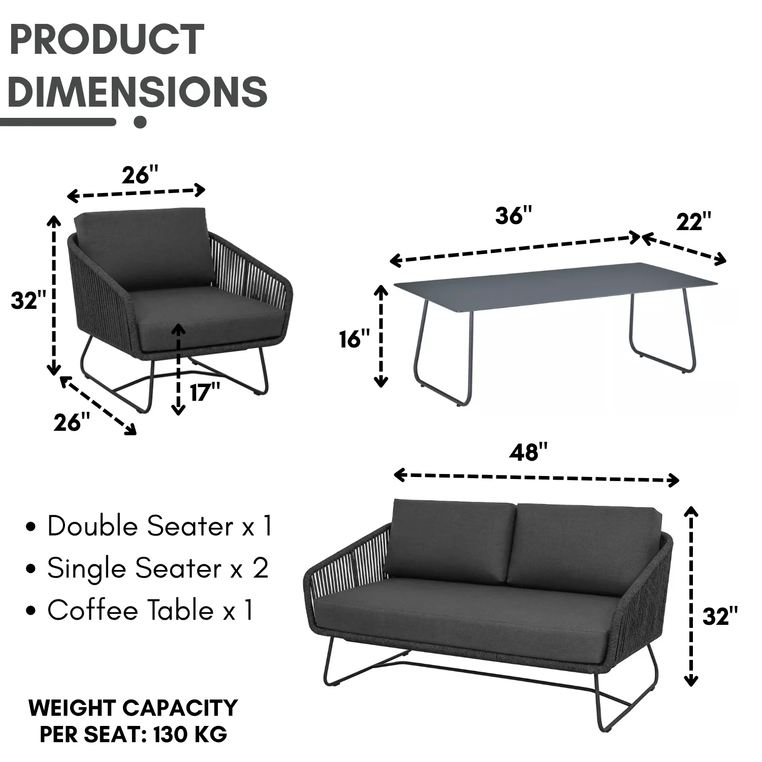 4 Piece Outdoor All-Weather Rope Sofa Set - Image 2