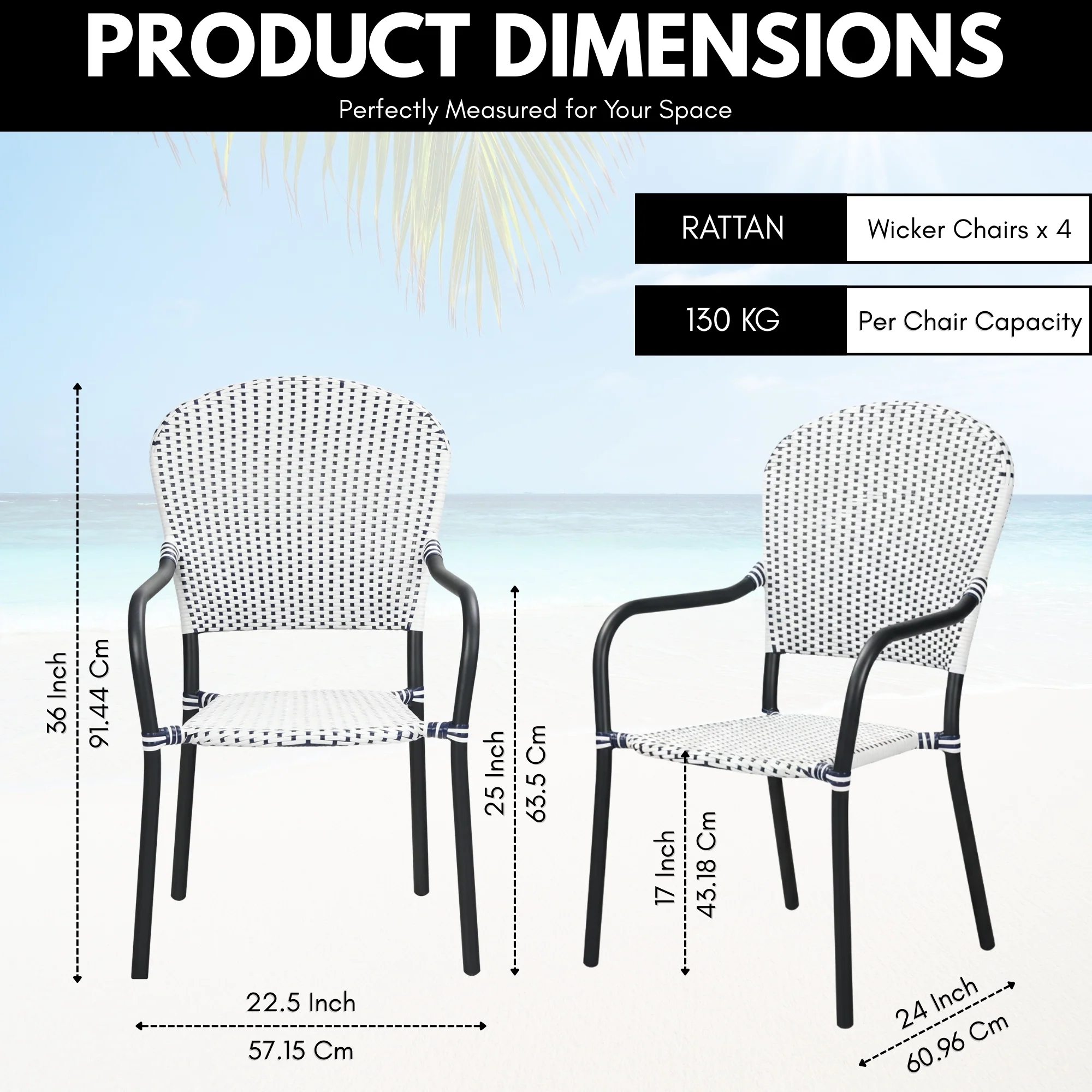 4-Piece Outdoor Rattan Wicker Patio Chairs - Image 2