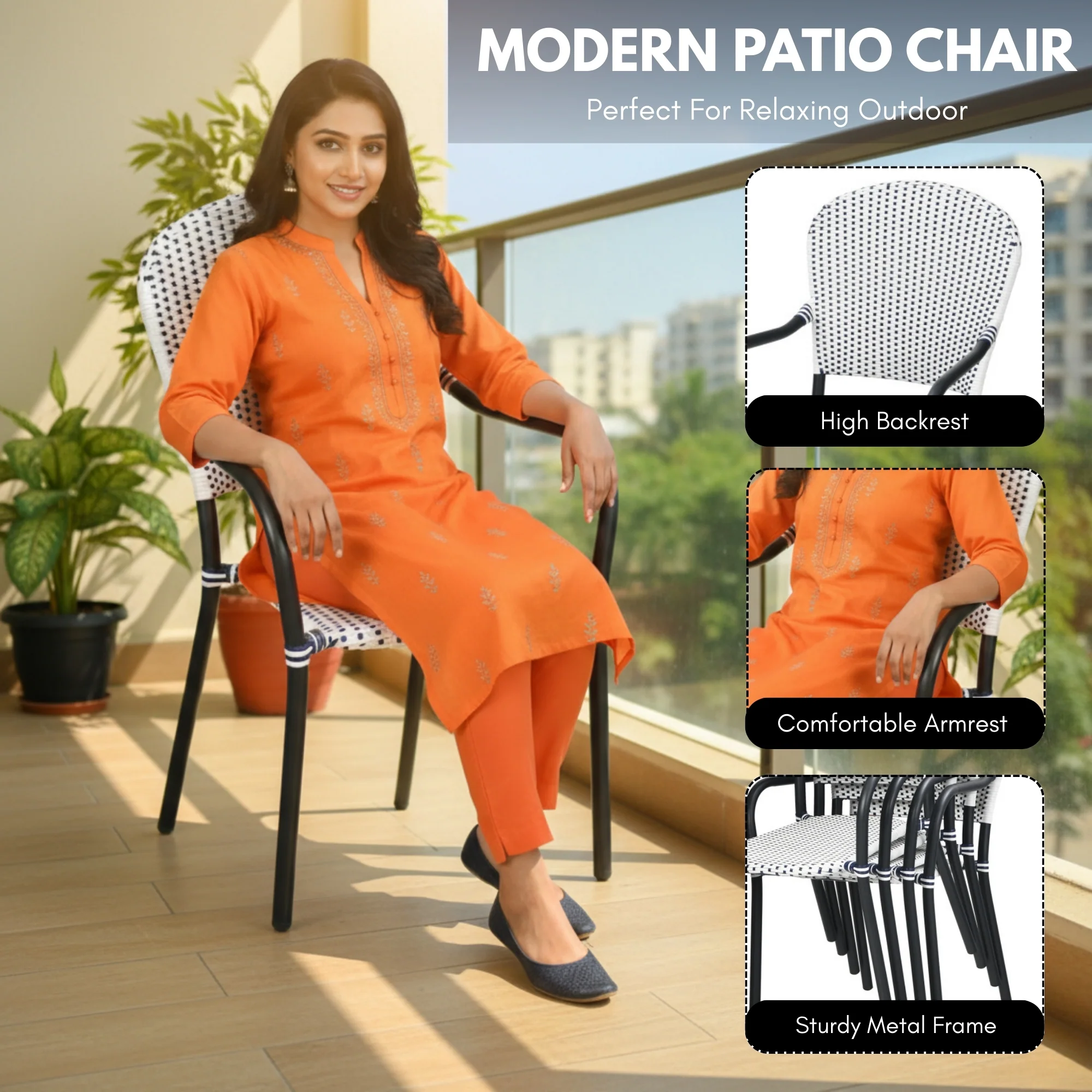 4-Piece Outdoor Rattan Wicker Patio Chairs - Image 5