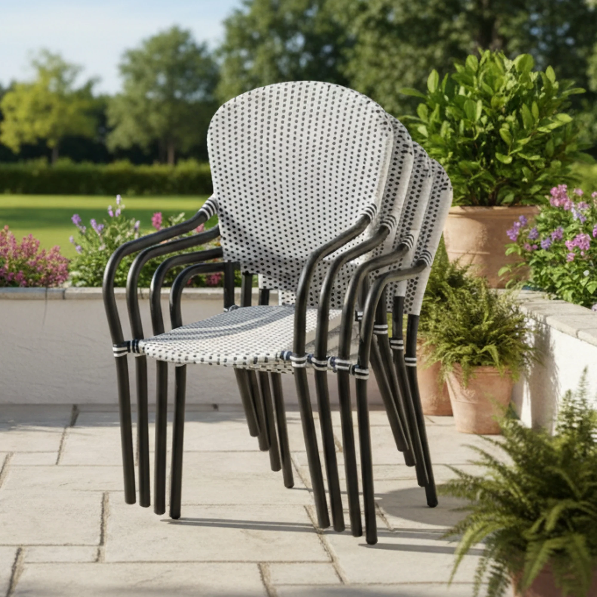 4-Piece Outdoor Rattan Wicker Patio Chairs - Image 7