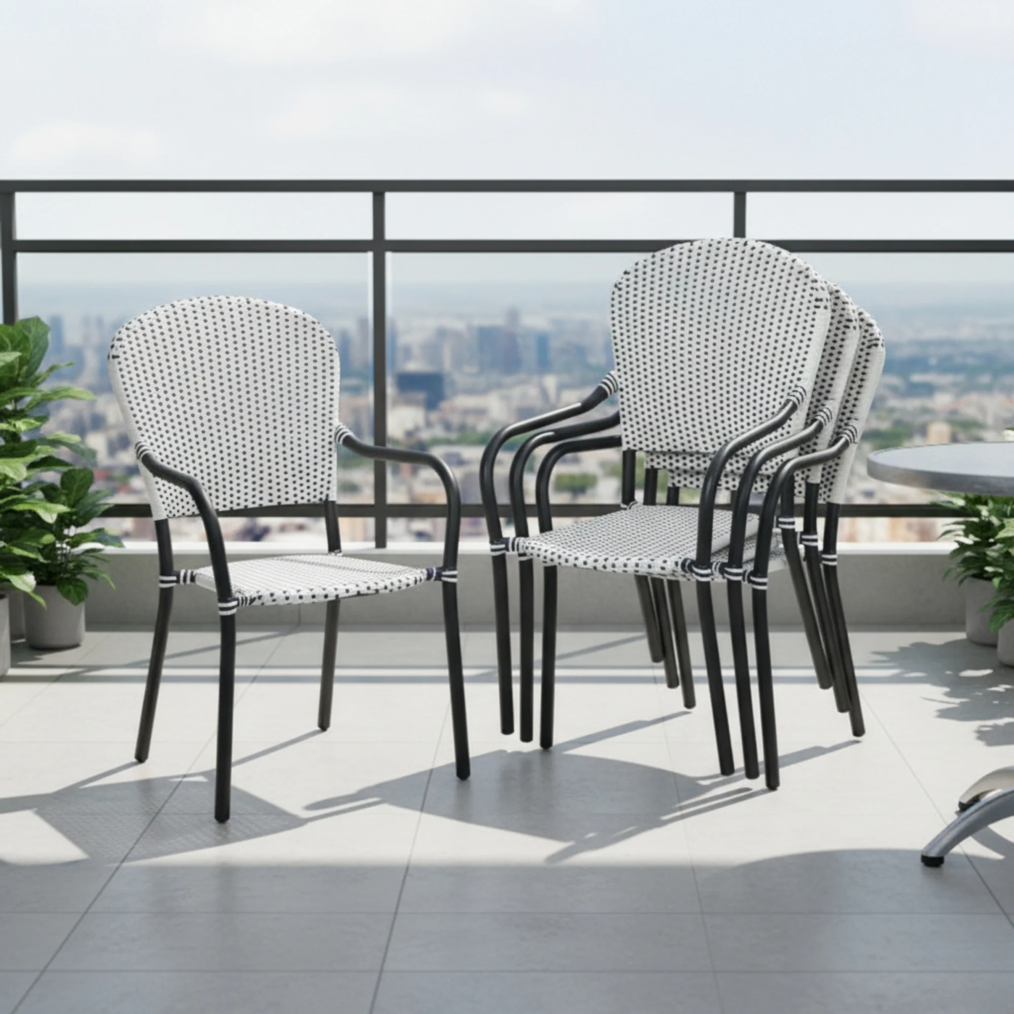 4-Piece Outdoor Rattan Wicker Patio Chairs - Image 8