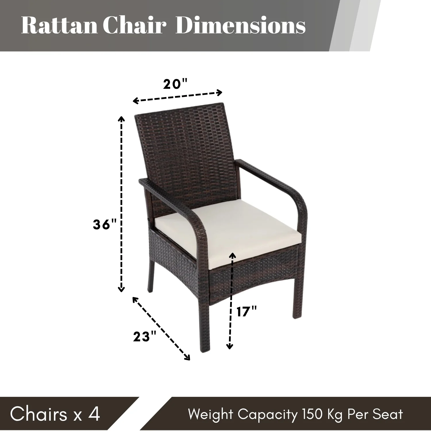 4-Piece Outdoor Rattan Wicker Patio Dining Chairs - Image 2