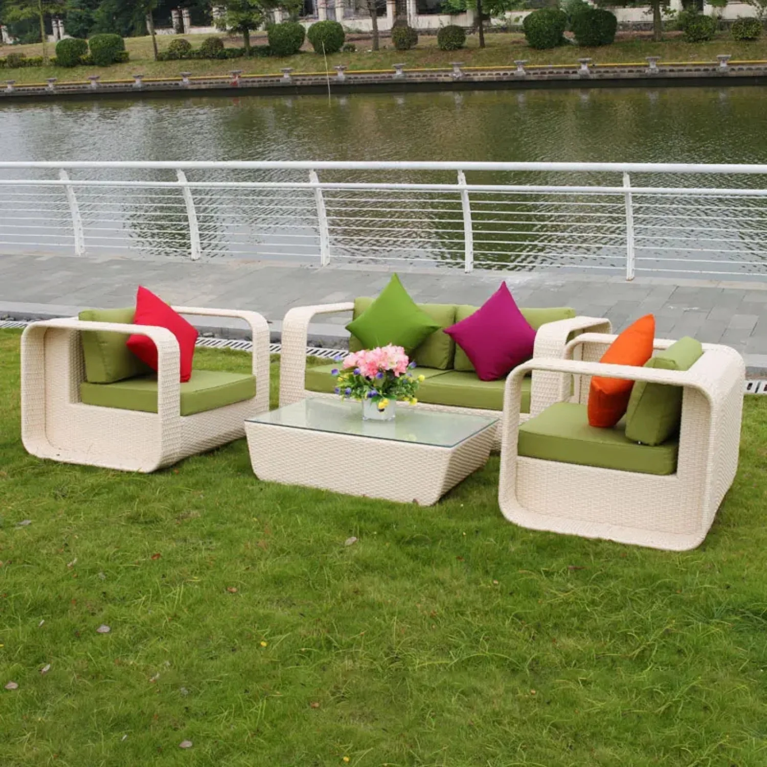 4-Piece Outdoor Rattan Wicker Patio Sofa Set - Image 14
