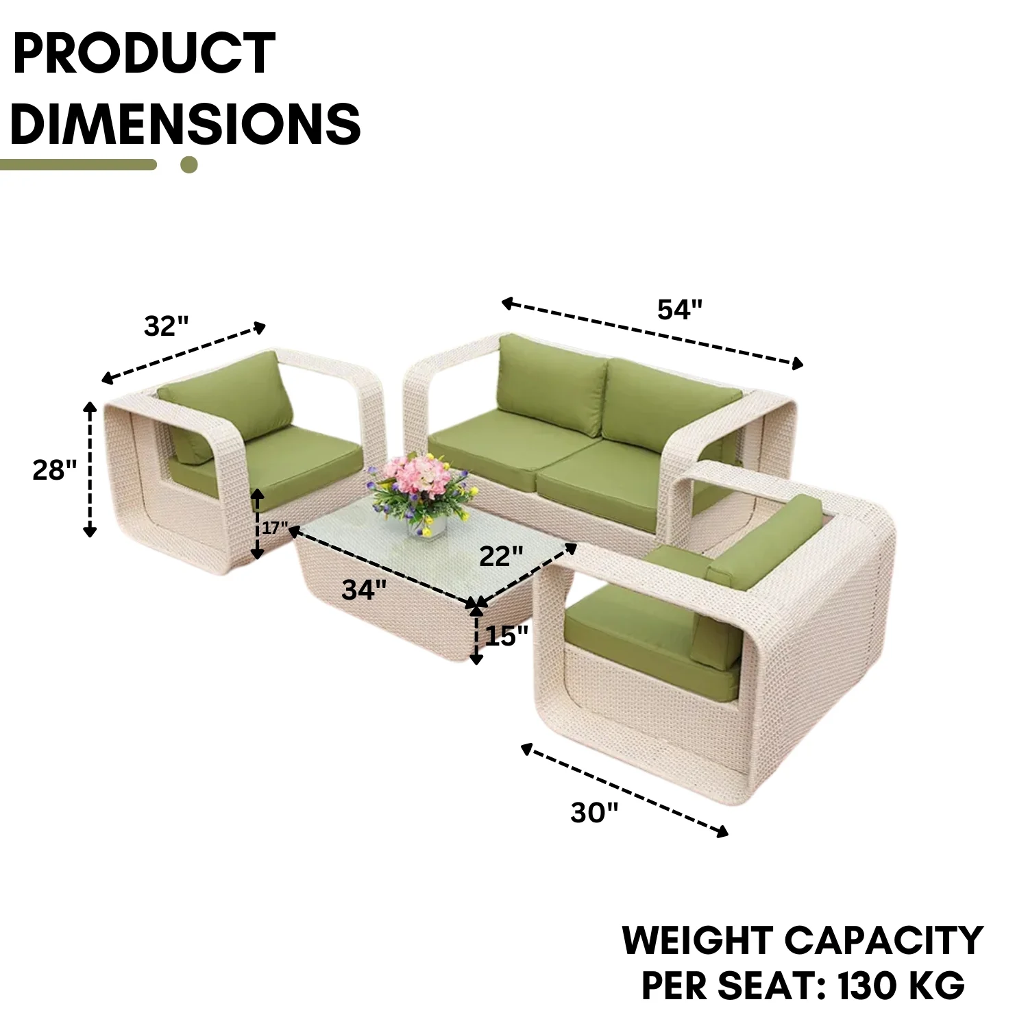 4-Piece Outdoor Rattan Wicker Patio Sofa Set - Image 2
