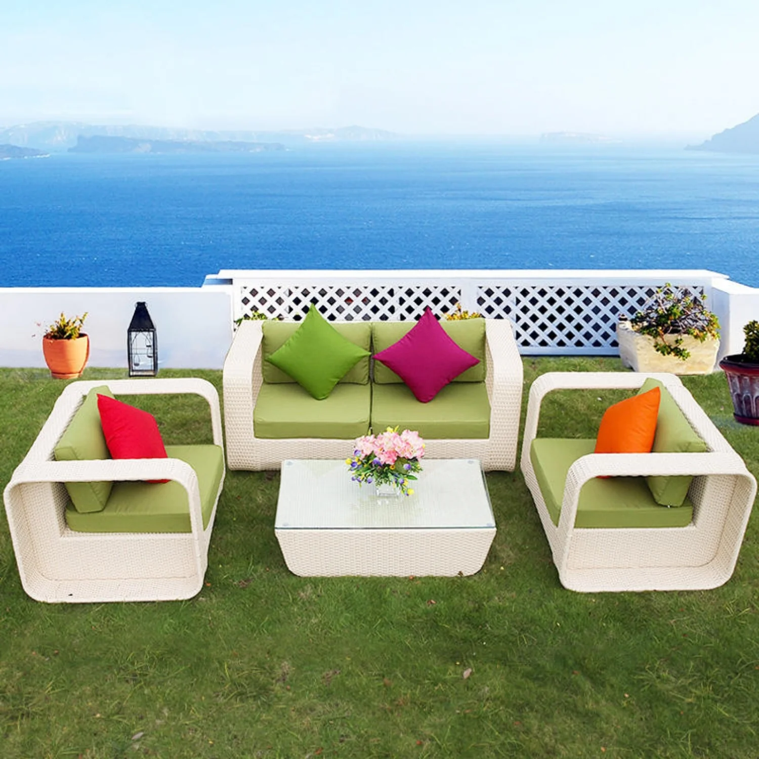 4-Piece Outdoor Rattan Wicker Patio Sofa Set - Image 5