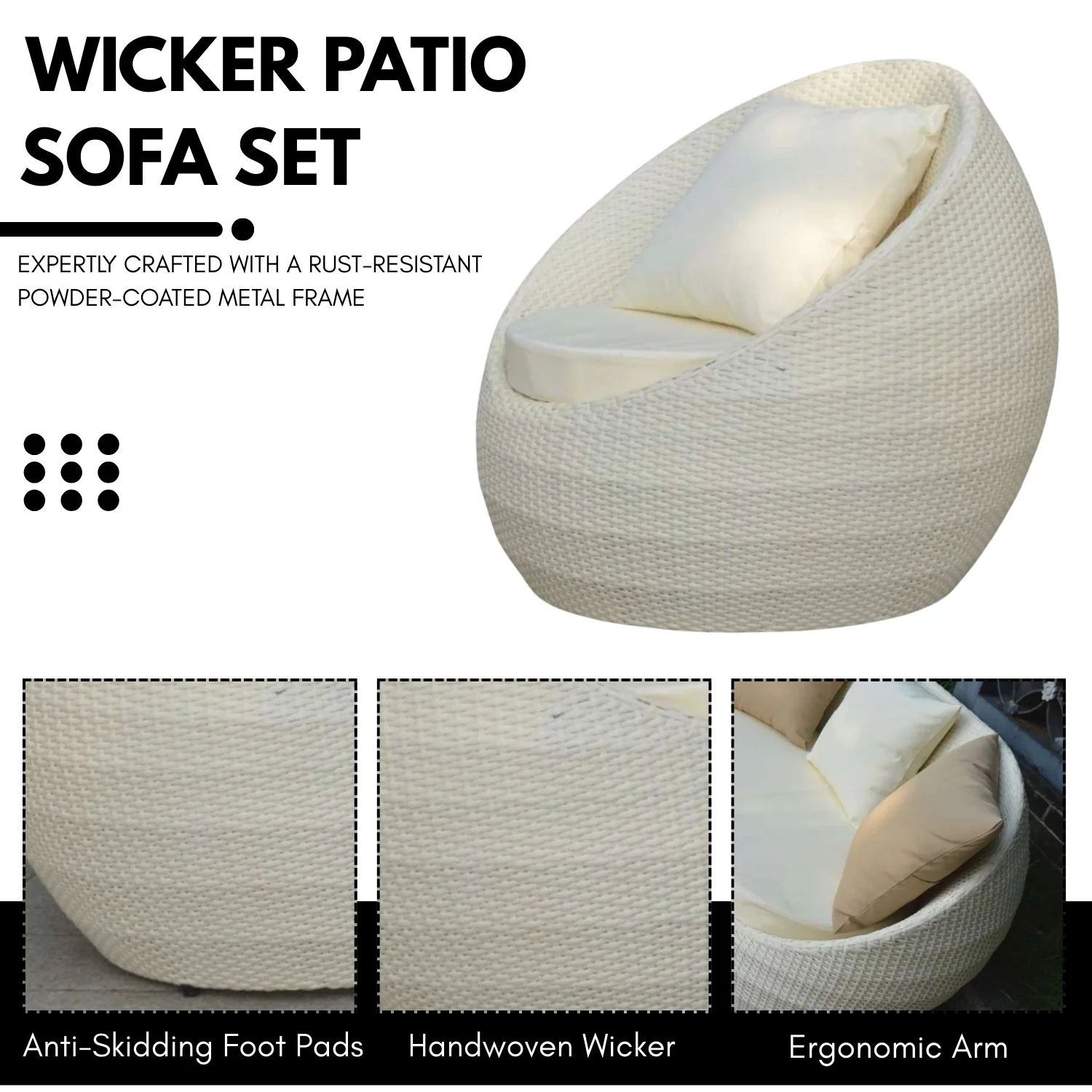4-Piece Outdoor Rattan Wicker Patio Sofa Set - Image 5