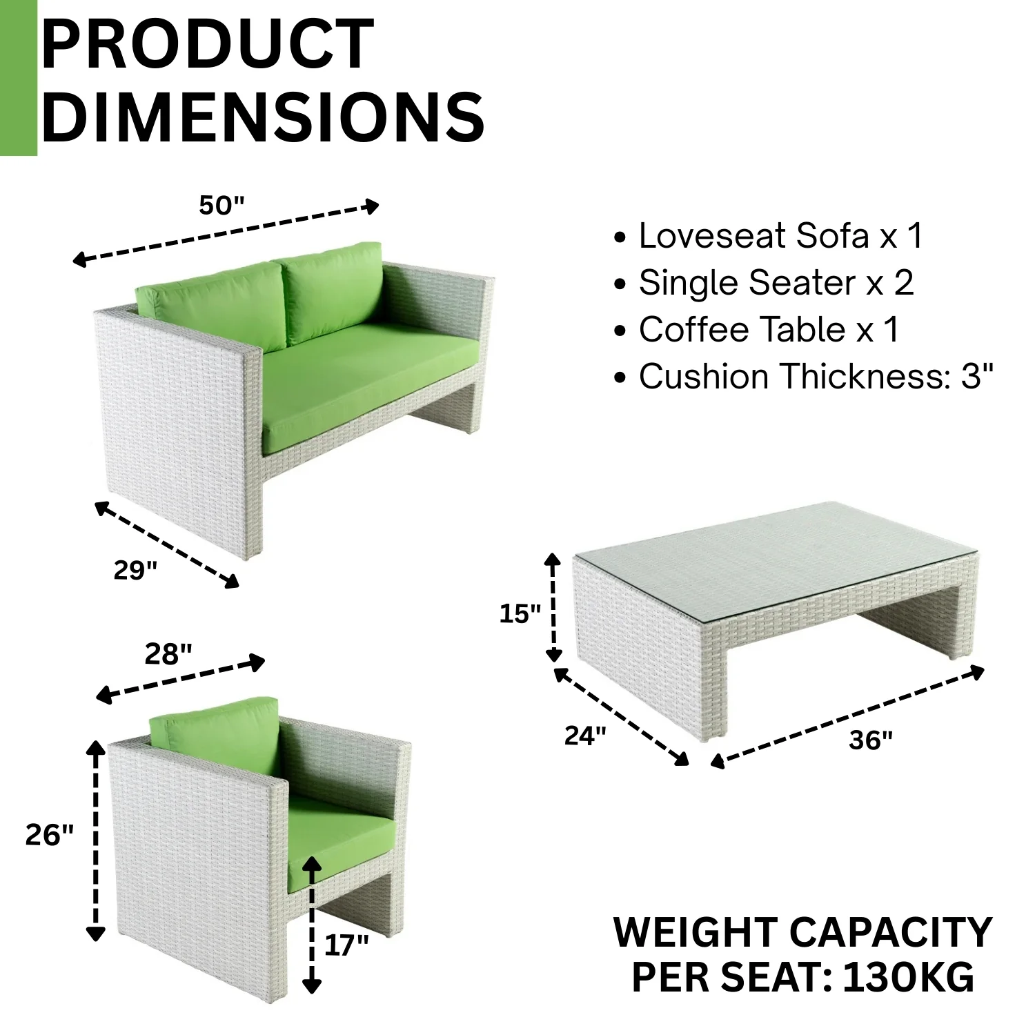 4-Piece Outdoor Rattan Wicker Patio Sofa Set - Image 2