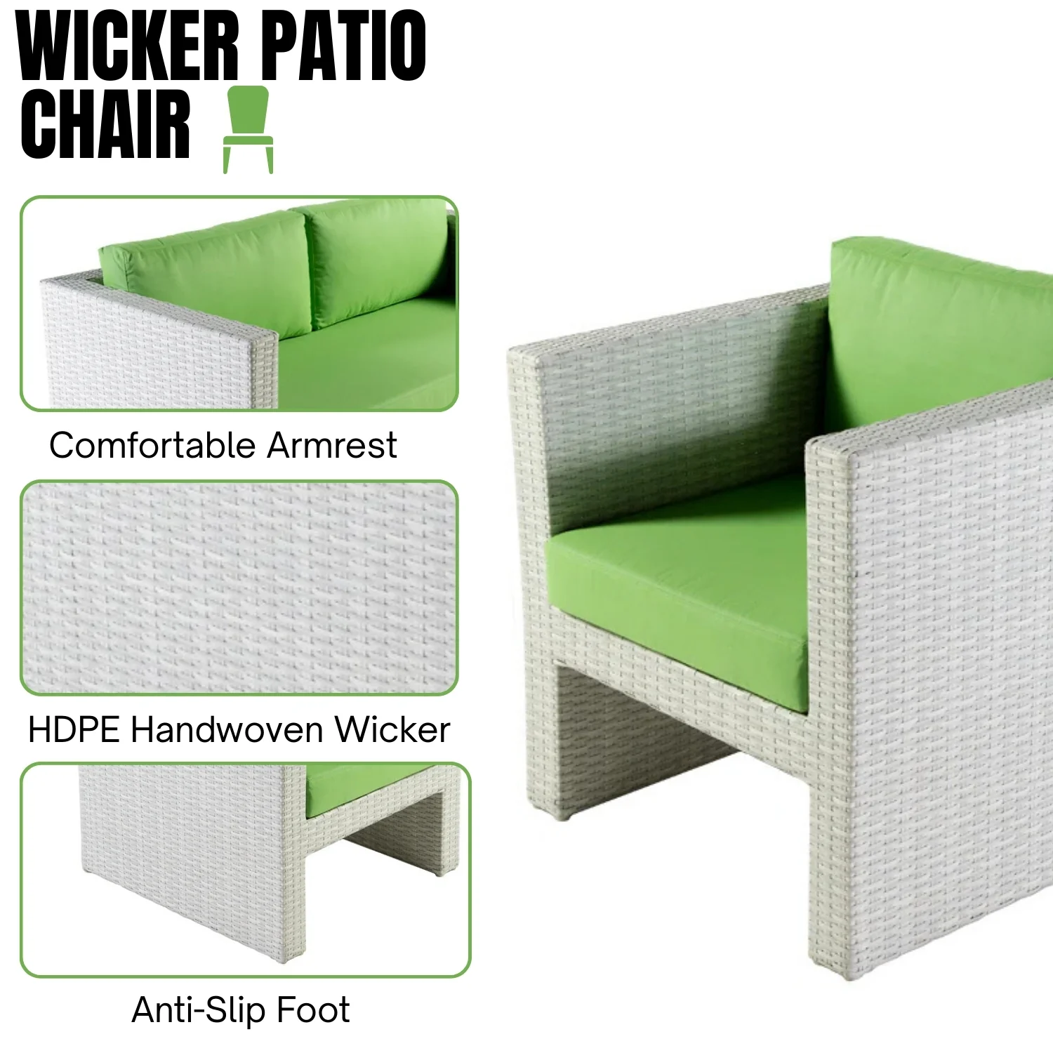 4-Piece Outdoor Rattan Wicker Patio Sofa Set - Image 5