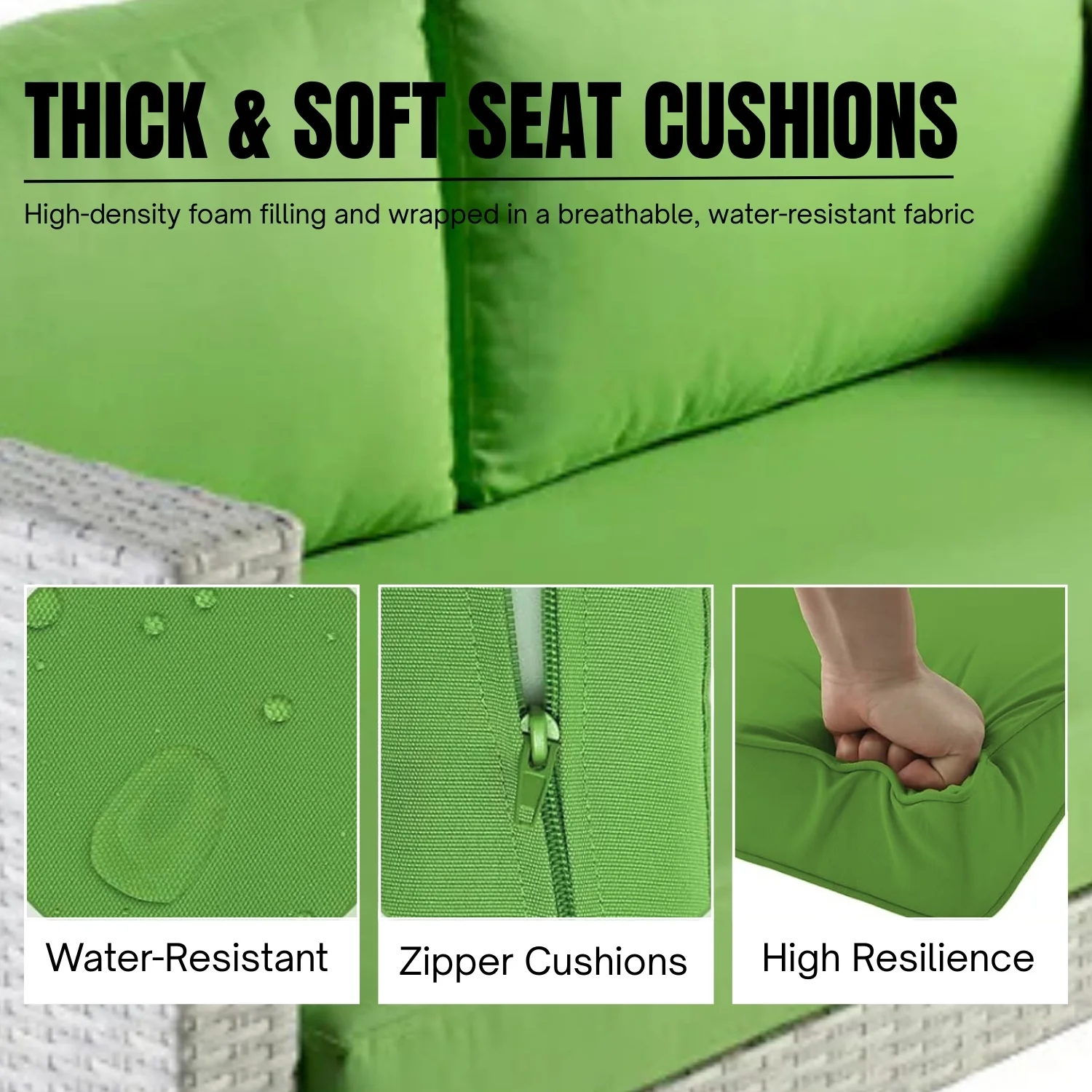 4-Piece Outdoor Rattan Wicker Patio Sofa Set - Image 6