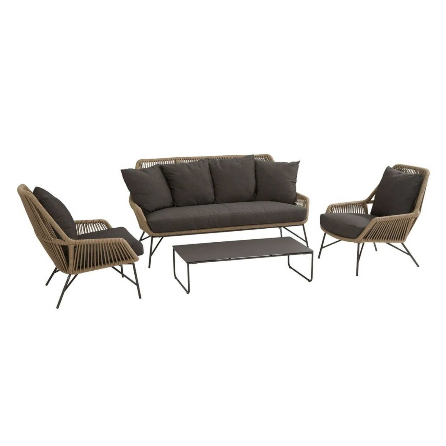 4-Piece Outdoor Rope Patio Conversation Loveseat Furniture - Image 4