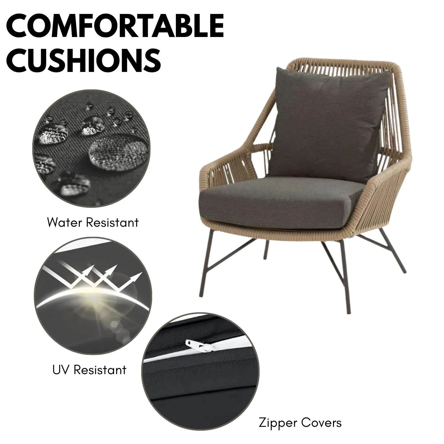 4-Piece Outdoor Rope Patio Conversation Loveseat Furniture - Image 6